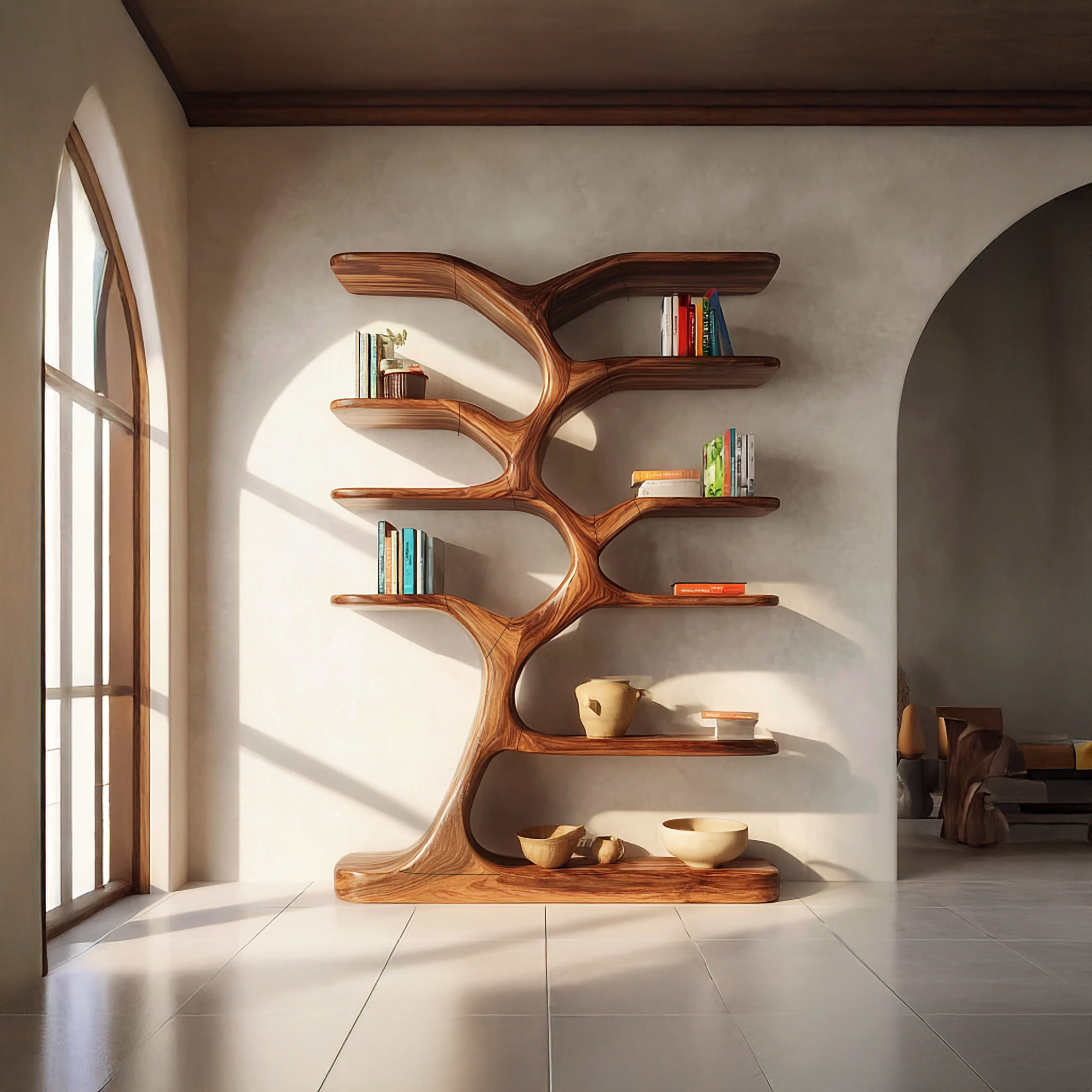 Entryway Bookshelf Natural Wood Modern Decor Gift SINLSATB196