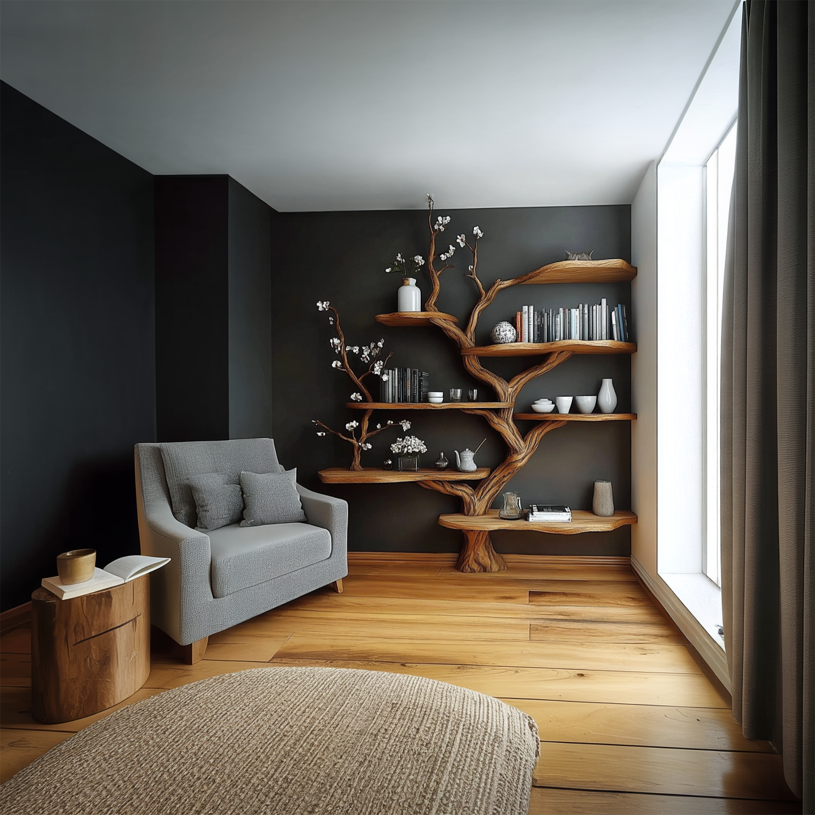 Sculptural Branch Bookcase Living Room Interior Alcove Storage SINLSATB648