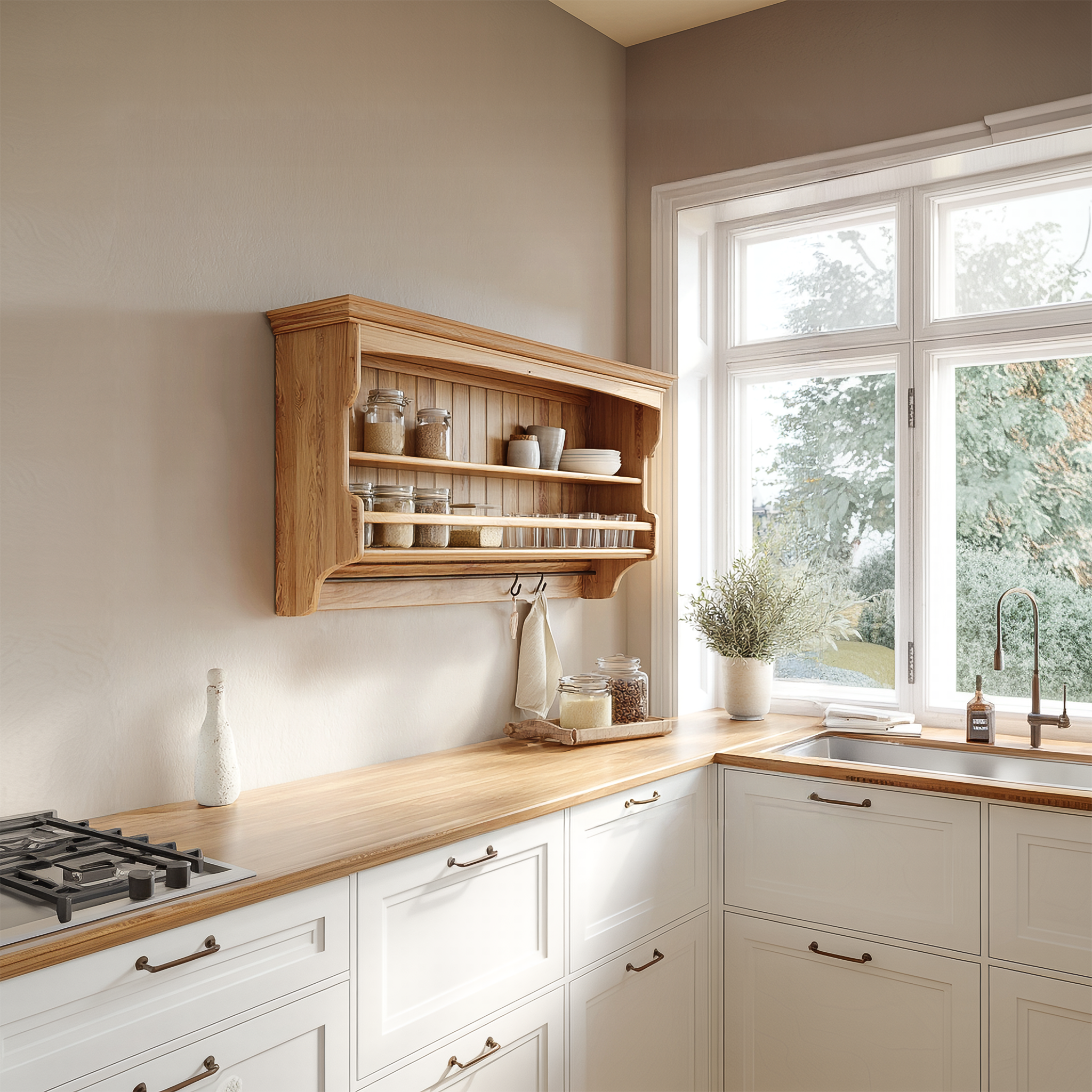 Rustic Sculptural Storage Shelf For Kitchen And Dining Area SINLSAKC009