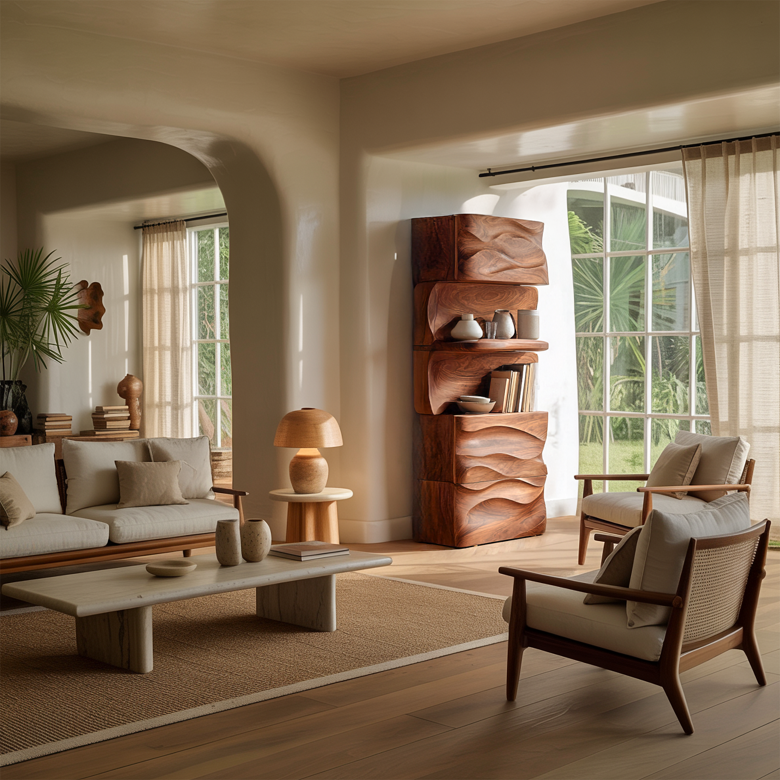 Organic Modern Tall Display Shelf For Living Room And Study SINLSASC435