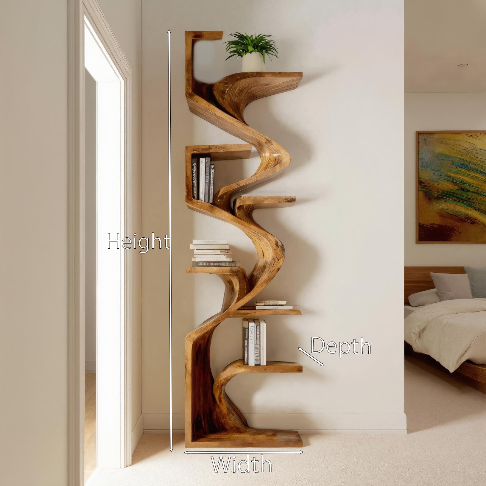 Handcrafted Sculpted Bookshelf For Living Room SITHHNBS030