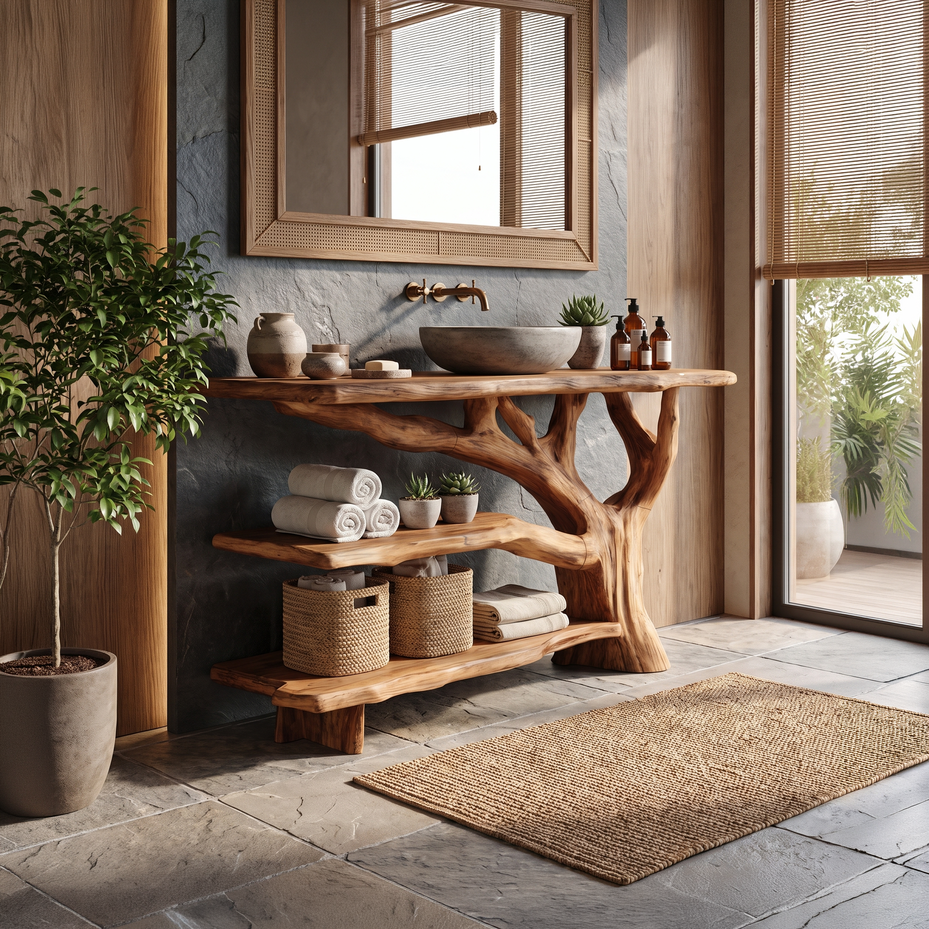 Modern Solid Wood Vanity Furniture Decor For Sleek Bathroom Design SILDTTNBRV020
