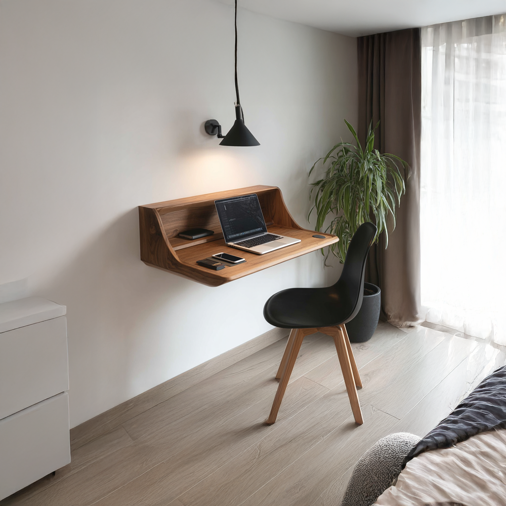 Wall Mounted Desk Solid Wood Live Edge Minimal Gift SINLSAFL072