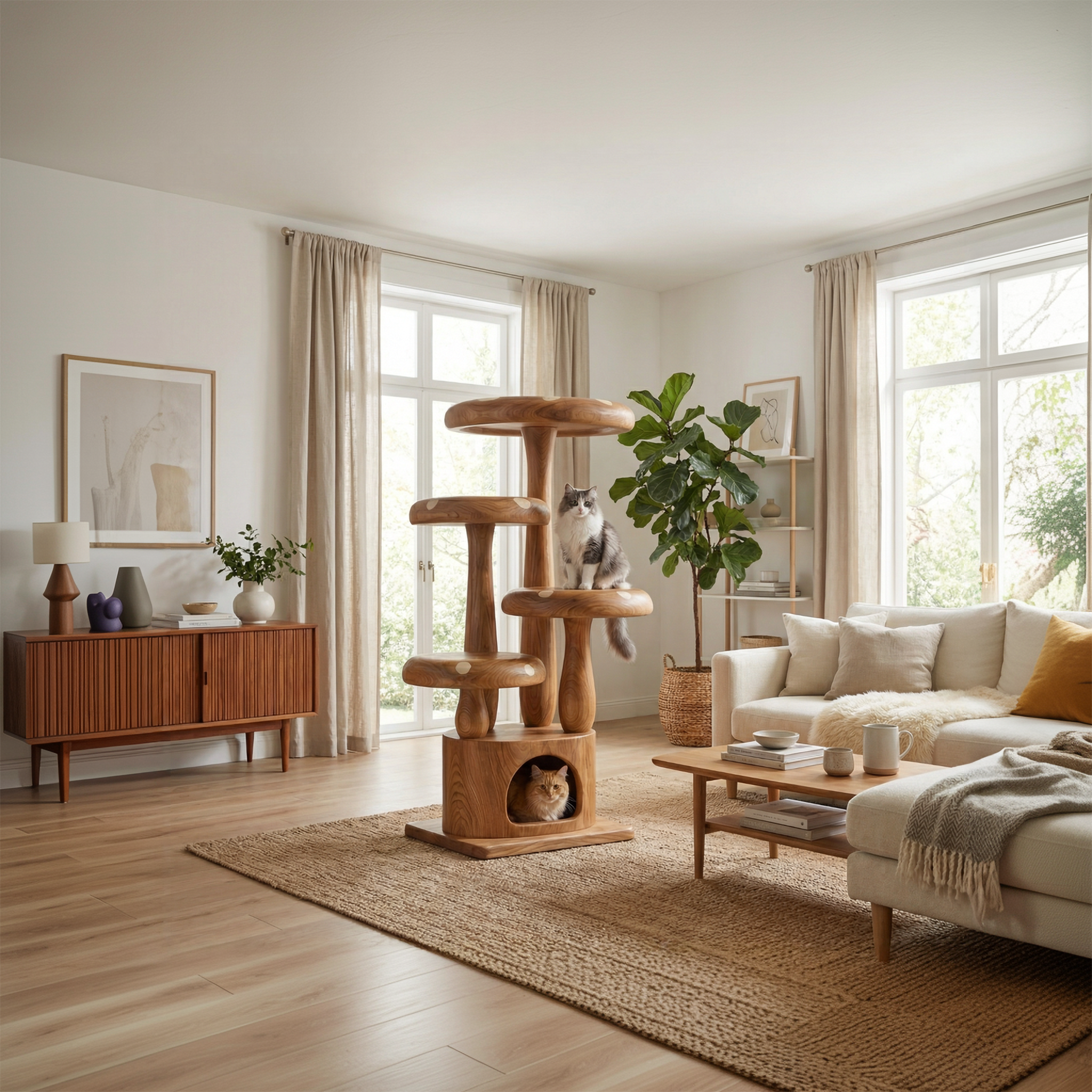 Modern Mushroom Cat Tree For Living Room And Pet Space SINLSATT121