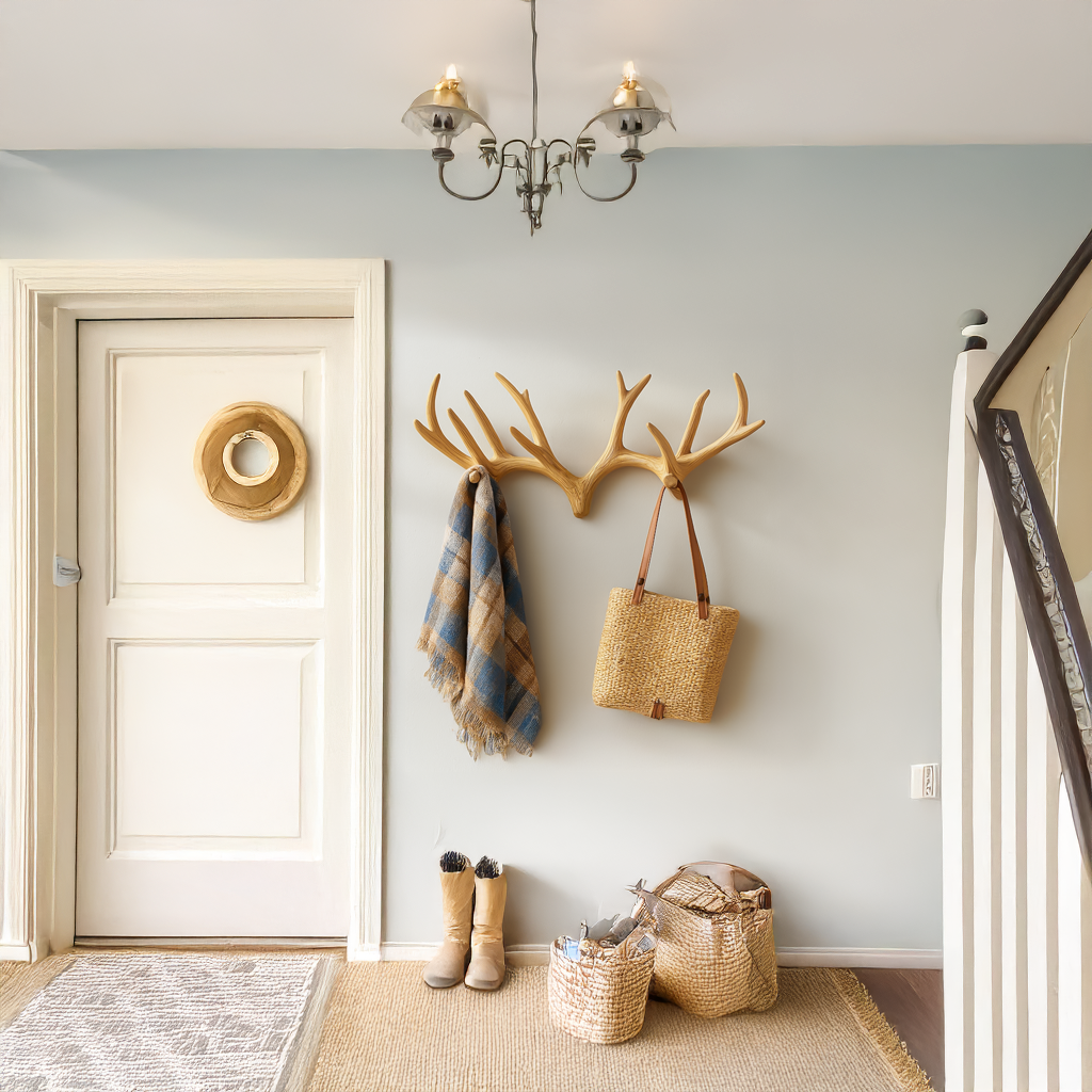Rustic Minimalist Antler Coat Rack Wall Decor SINLSATCR020