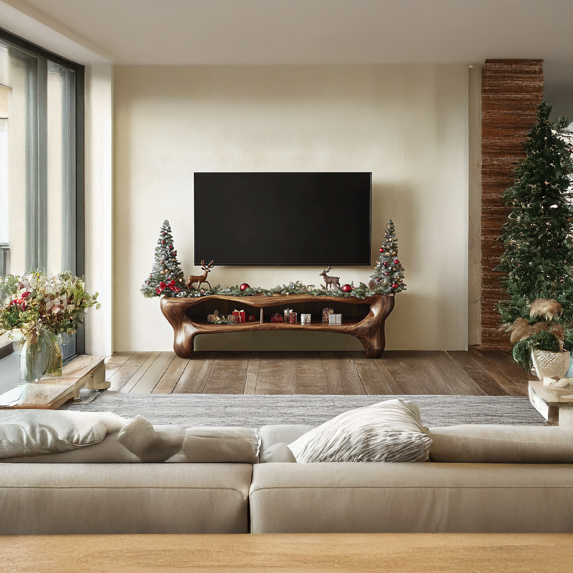 Rustic Christmas TV Cabinet Festive Living Room SINLSASC216