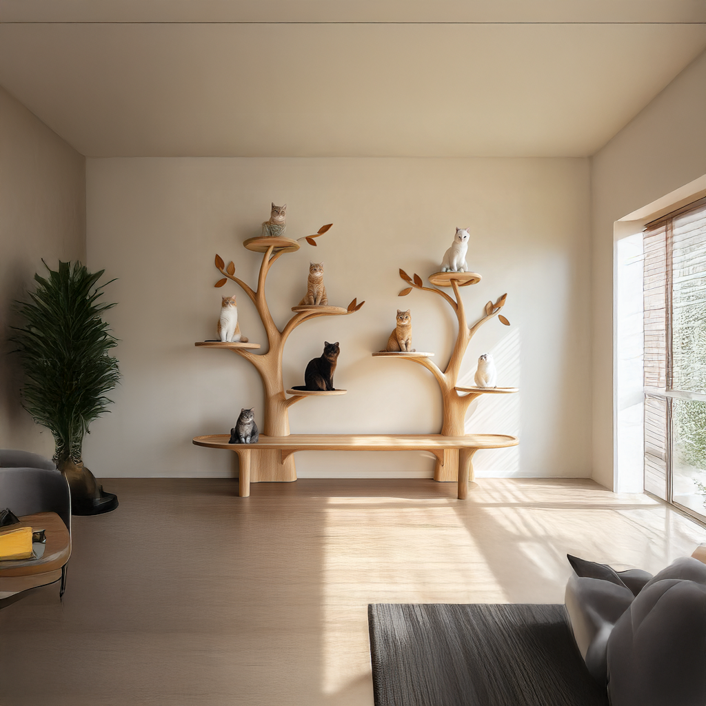 Mid Century Tree Cat Tower Living Study SINLSATT034