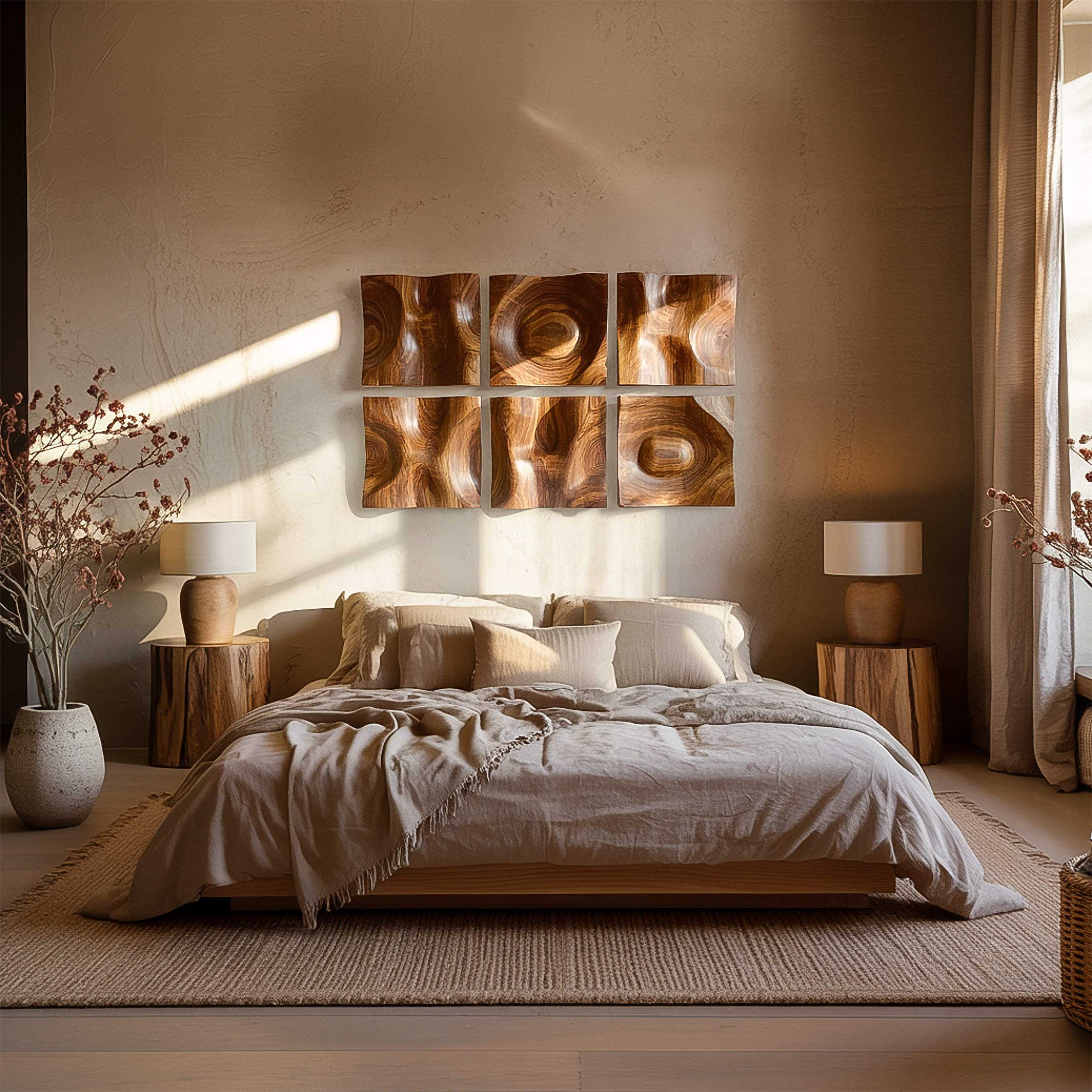 Organic Wall Art Panels For Living Room And Interior Decor SINLSAWD014
