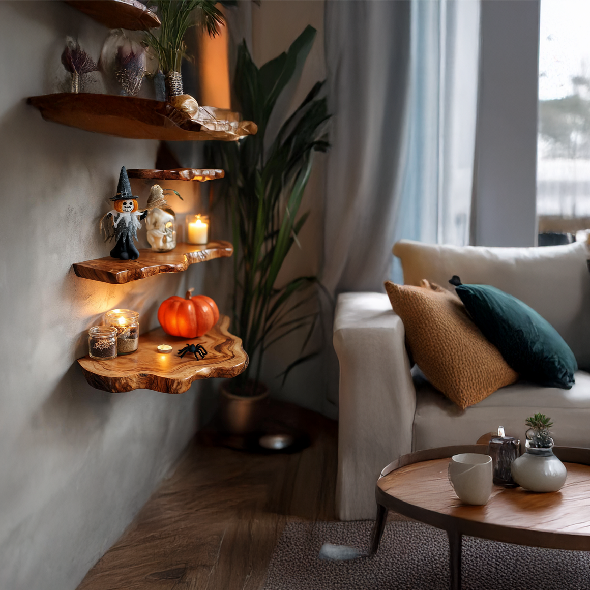 Rustic Halloween Floating Shelf Living Room Decor SINLSAHW016