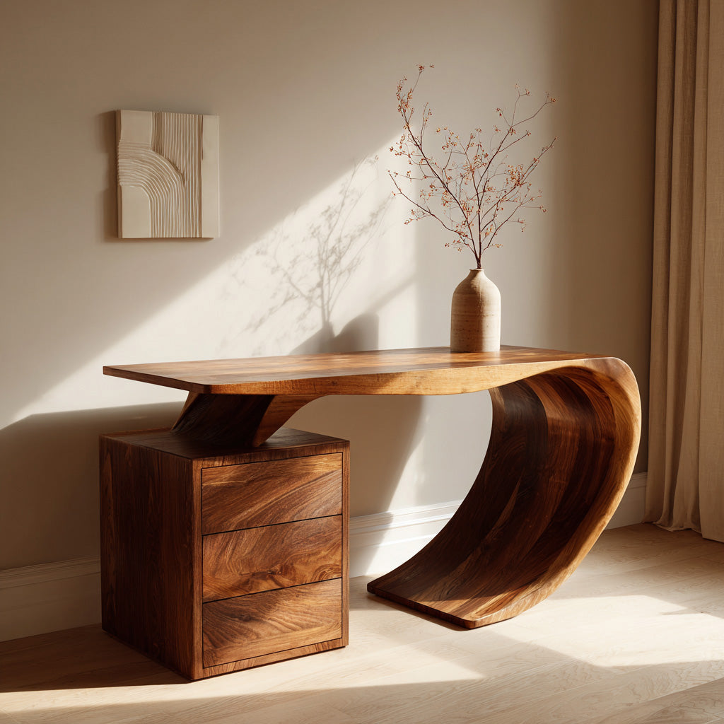Modern Farmhouse Wood Desk For Home Office Corner RTTHHNDE112