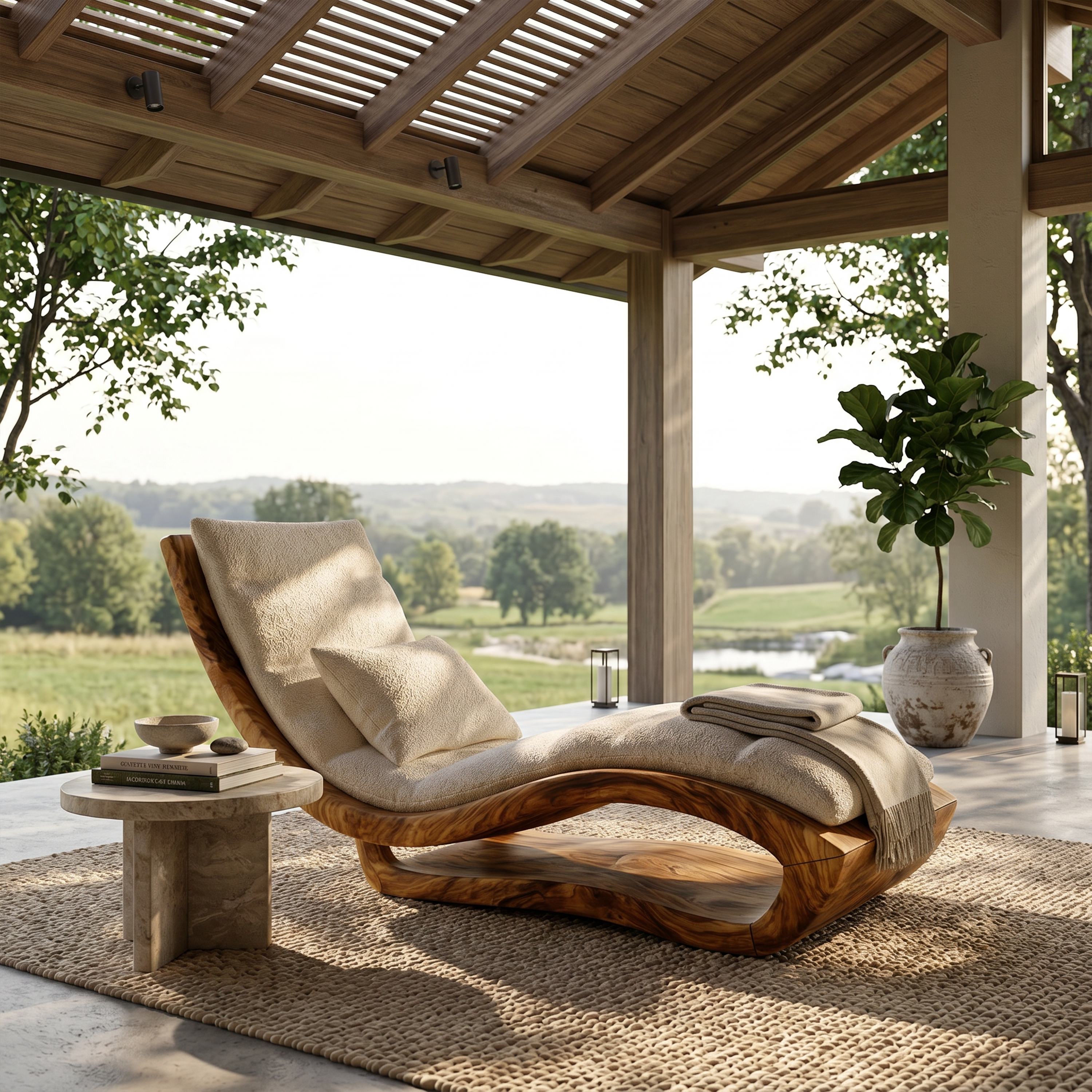 Organic Modern Wooden Daybed Minimalist Luxury Interior Design SILDTTRDB002