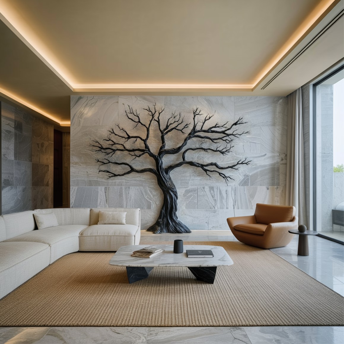 Rustic Tree Wall Art For Living Room And Interior Wall SINLSATBW005