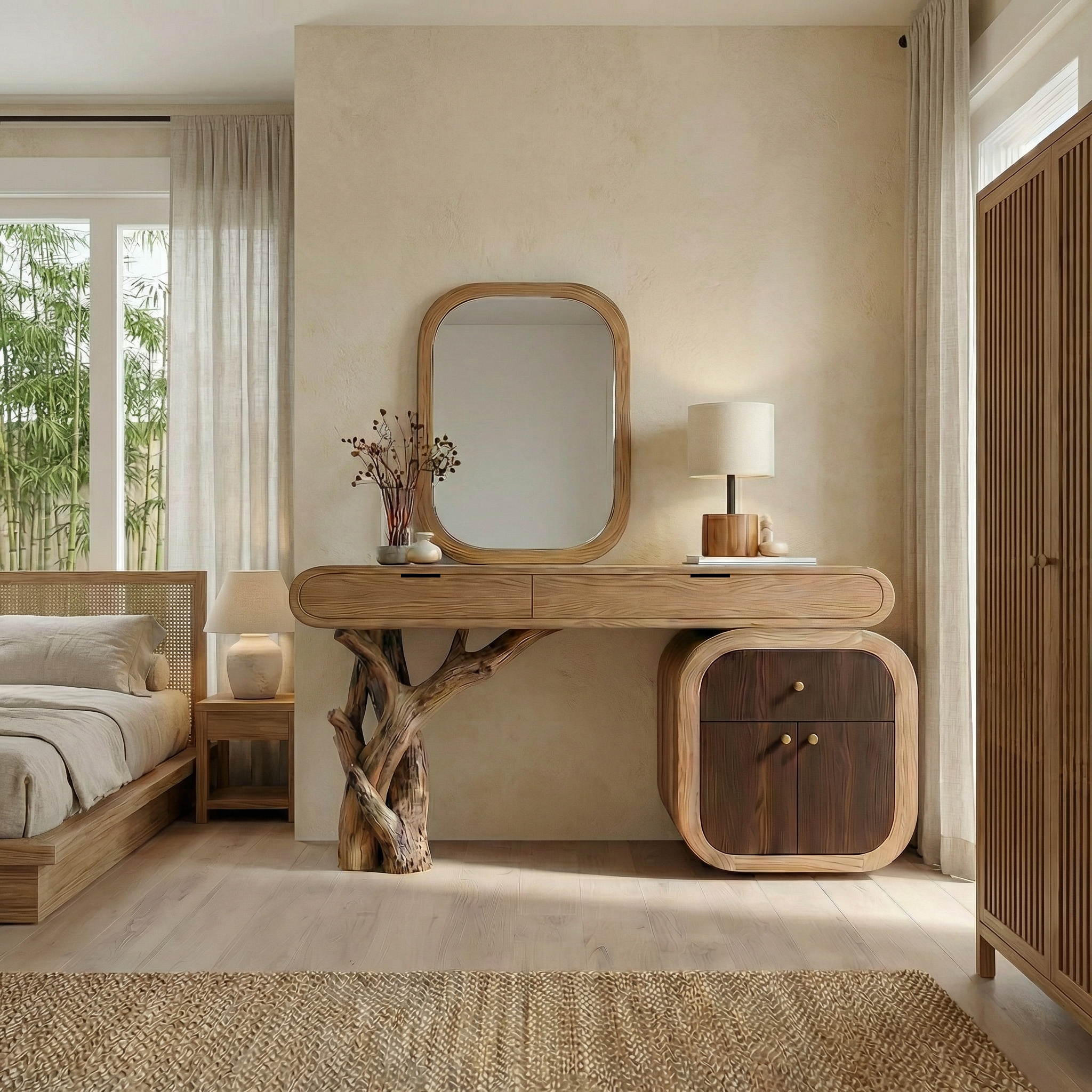 Rustic Dressing Table With Storage For Bedroom SINLSABDT049