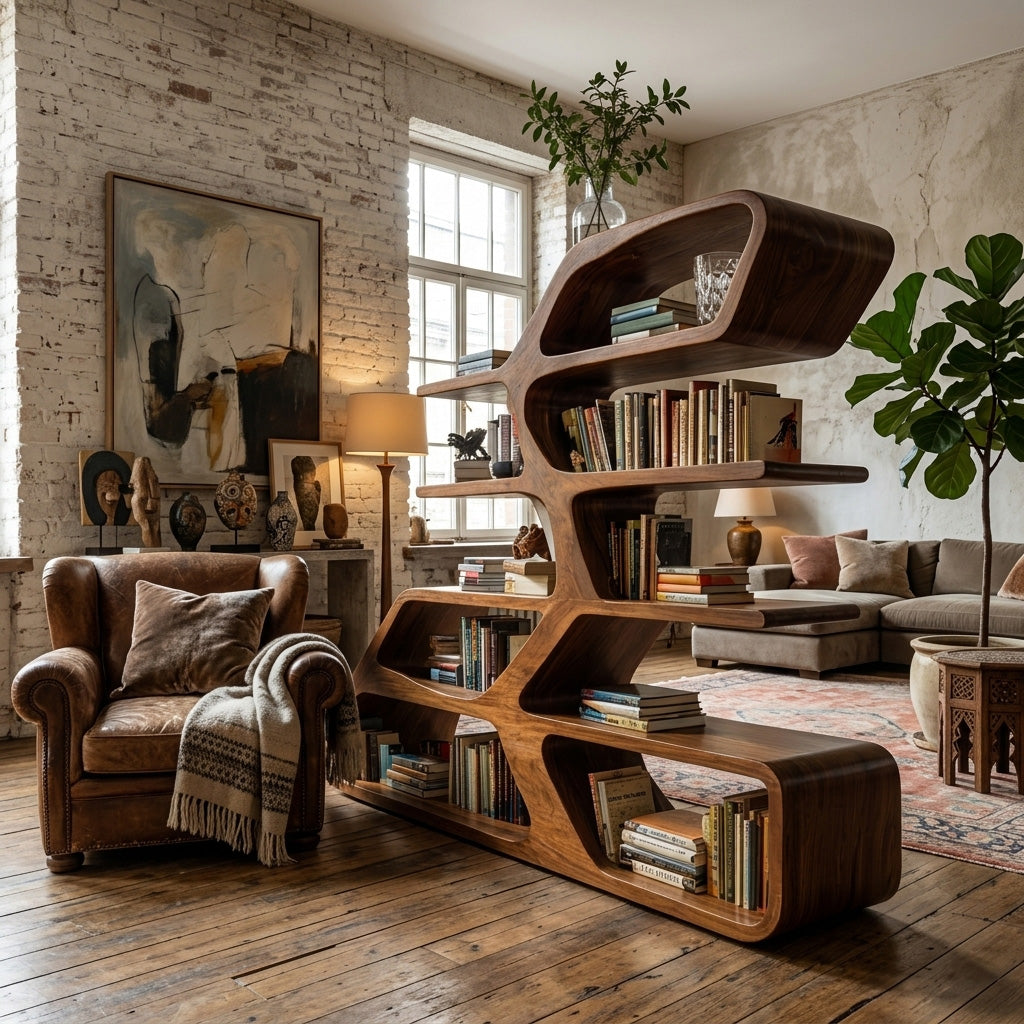 Modern Sculptural Bookshelf For Living Room Decor RTTHHNBS155