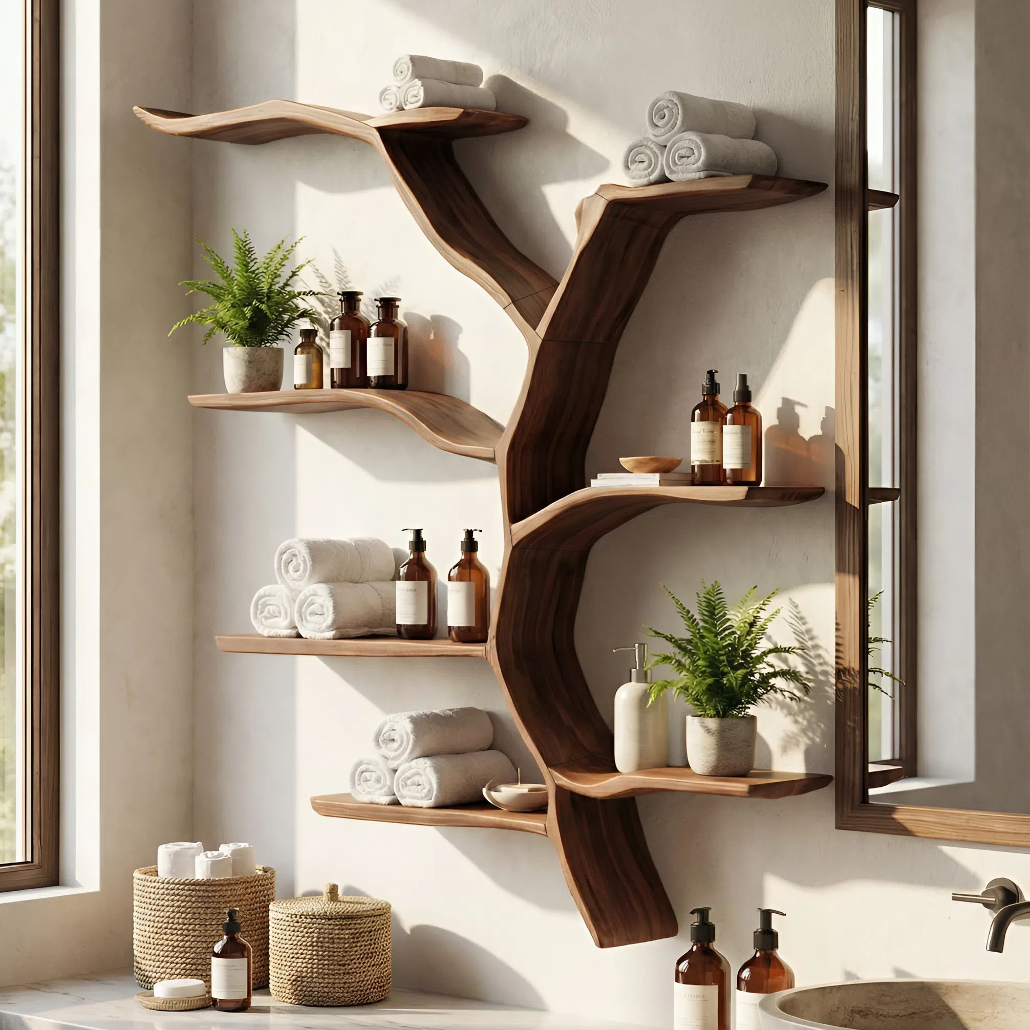 Mid Century Wall Shelf For Living Room Storage Decor SILDTTNWMS025