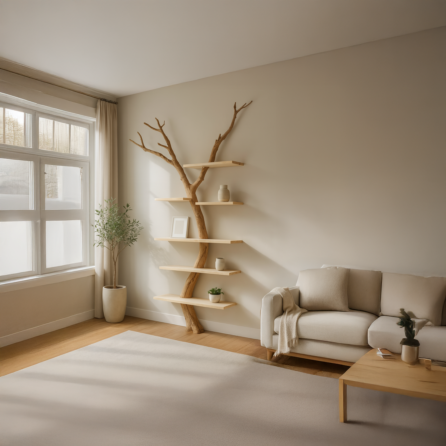 Rustic Tree Wall Shelf Living Room SINLSATB220