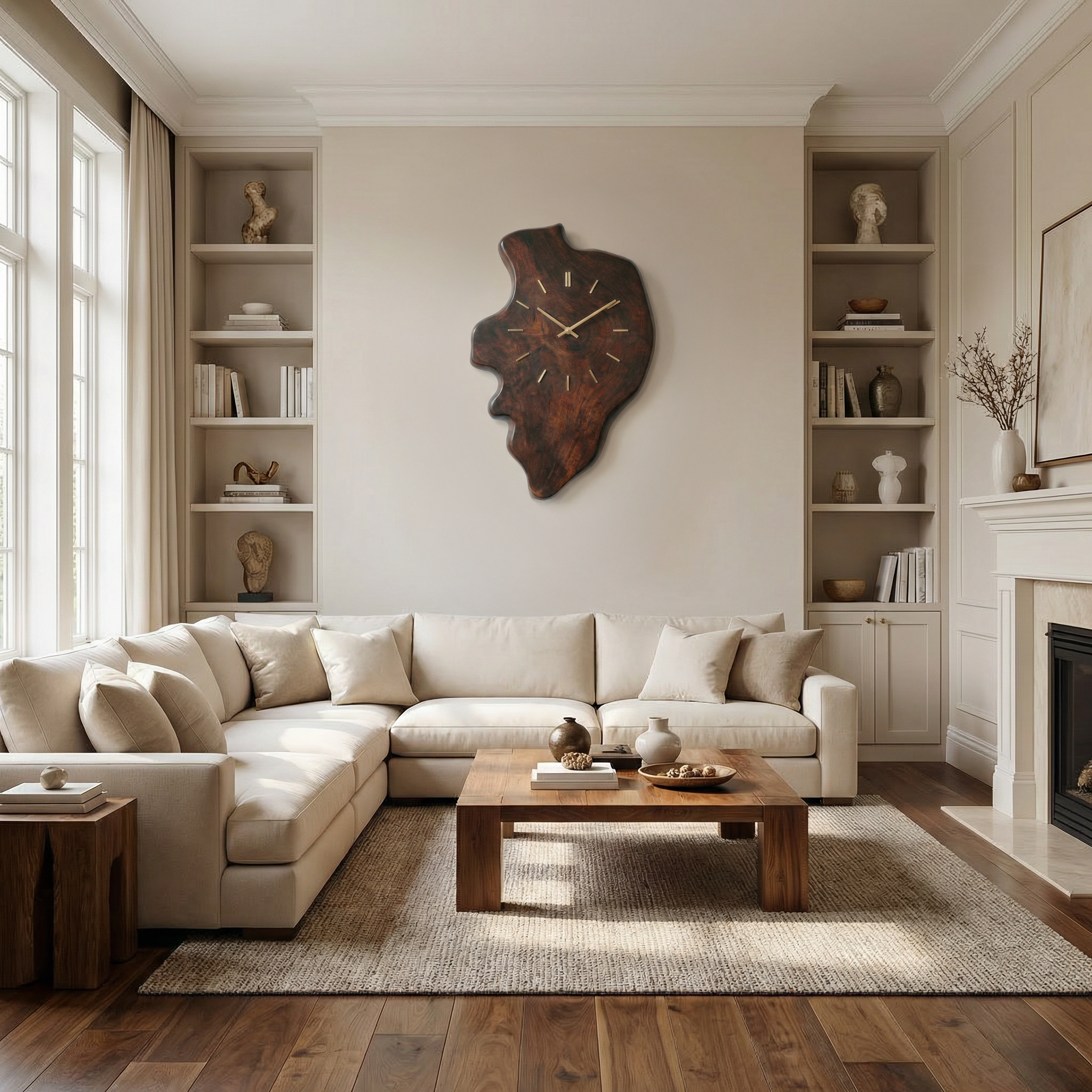 Handcrafted Live Edge Wood Wall Clock Living Room Wall SINLSACK021