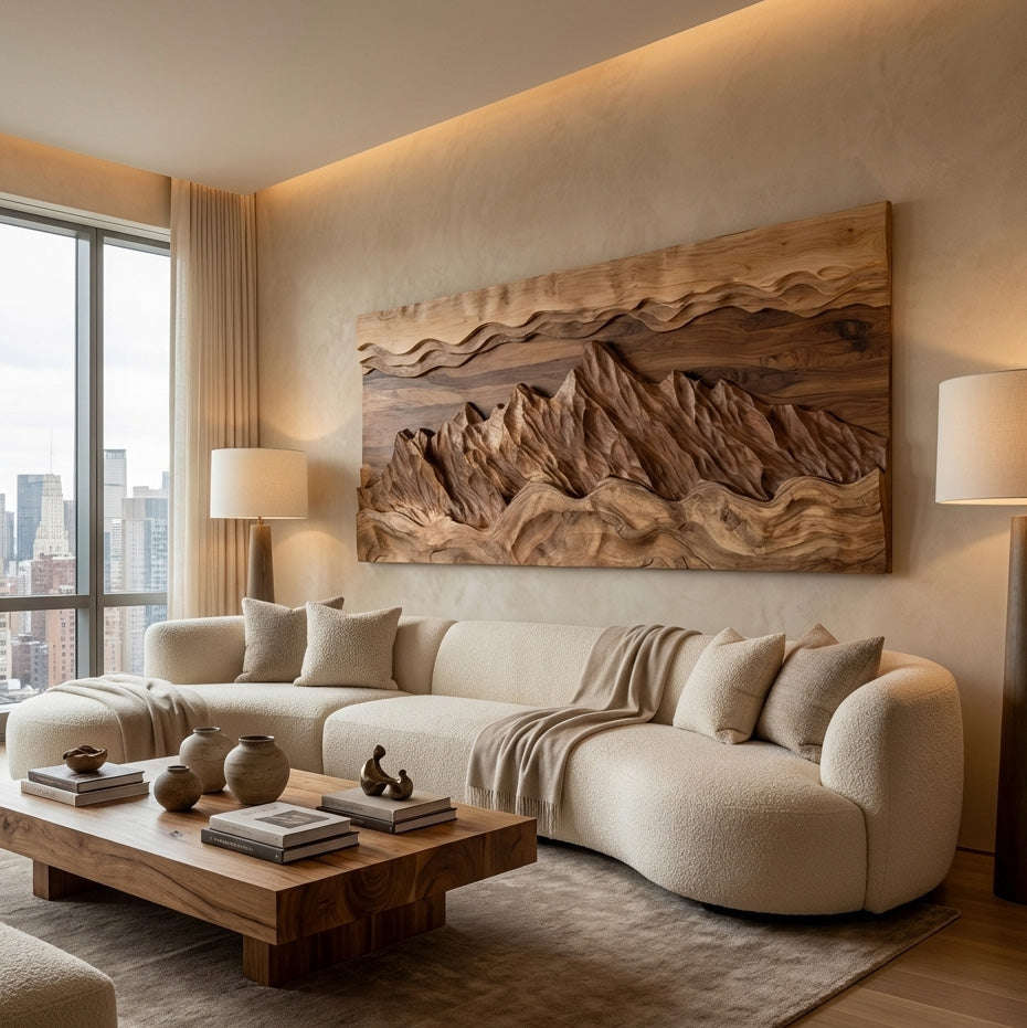 Organic Wood Wall Art Landscape Decor For Living Room RTTHHNWA172