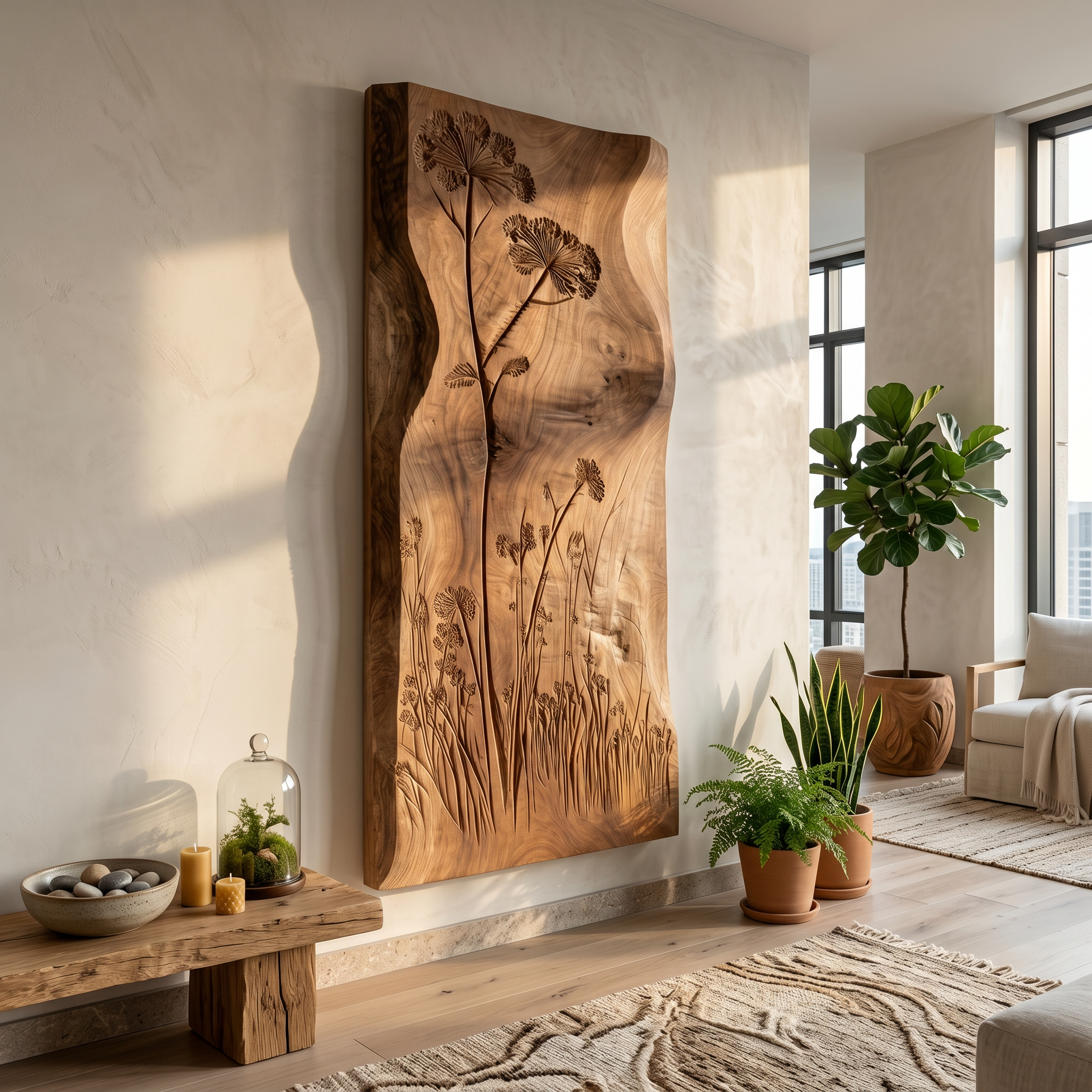 Botanical Wall Panel With Wildflower Relief For Hallway SILDTTRWA153