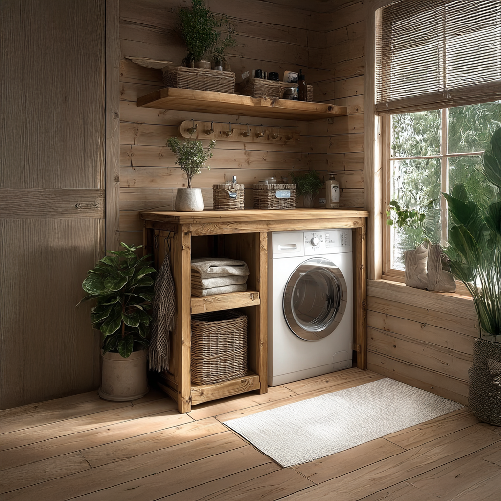 Laundry Cabinet Solid Wood Rustic Utility Gift SINLSALN002