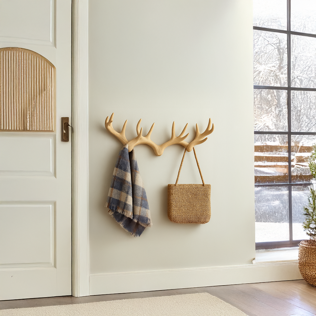 Rustic Minimalist Antler Wall Rack Living Room SINLSATCR021