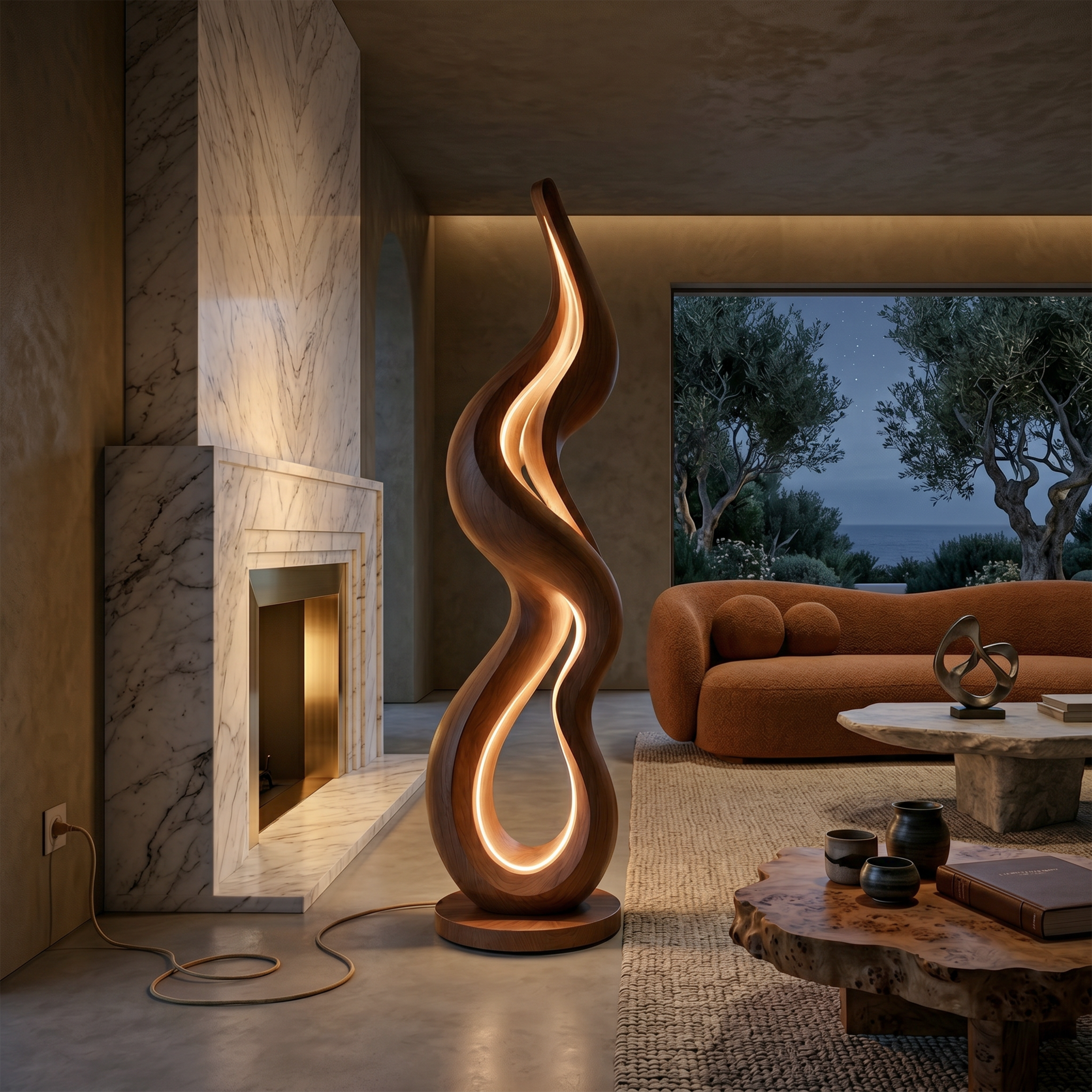 Contemporary Wave Lamp With Table For Living Room SILDTTNLAM030