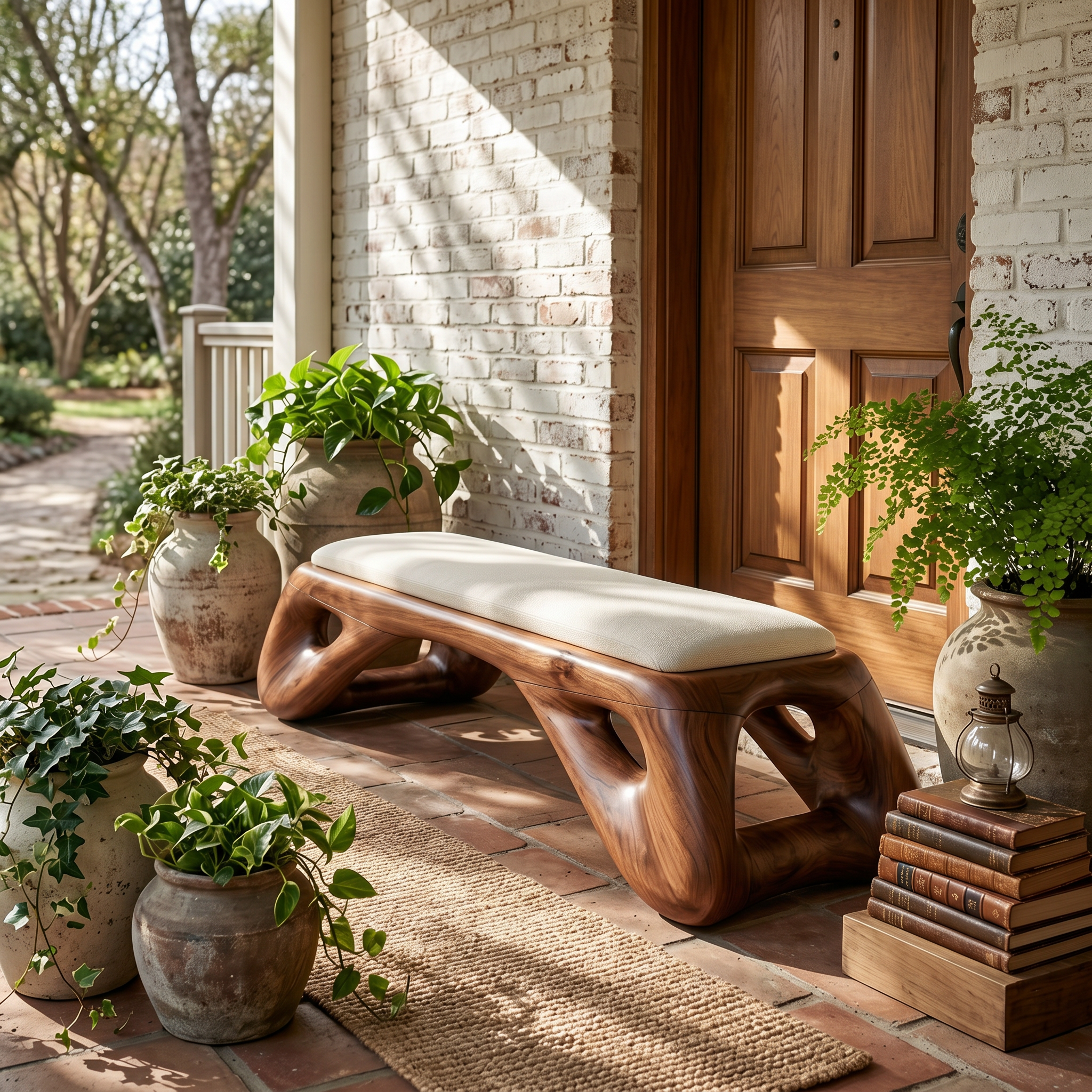 Organic Modern Entryway Bench Luxury Residence SILDTTRBEN073
