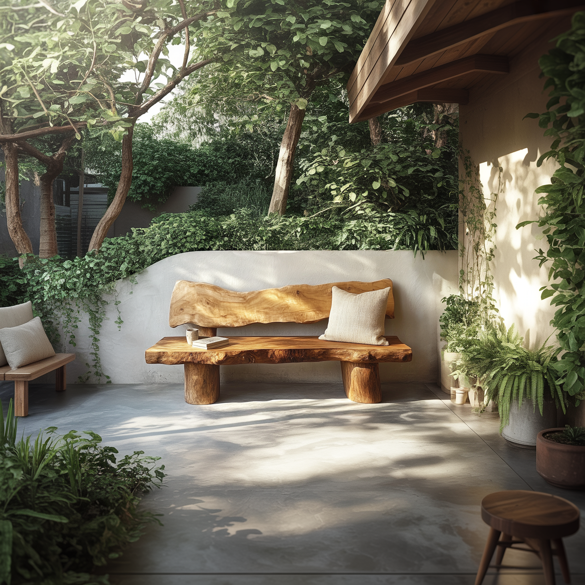 Rustic Solid Wood Sofa Outdoor Garden Natural Sculptural Seating SINLSAWC039