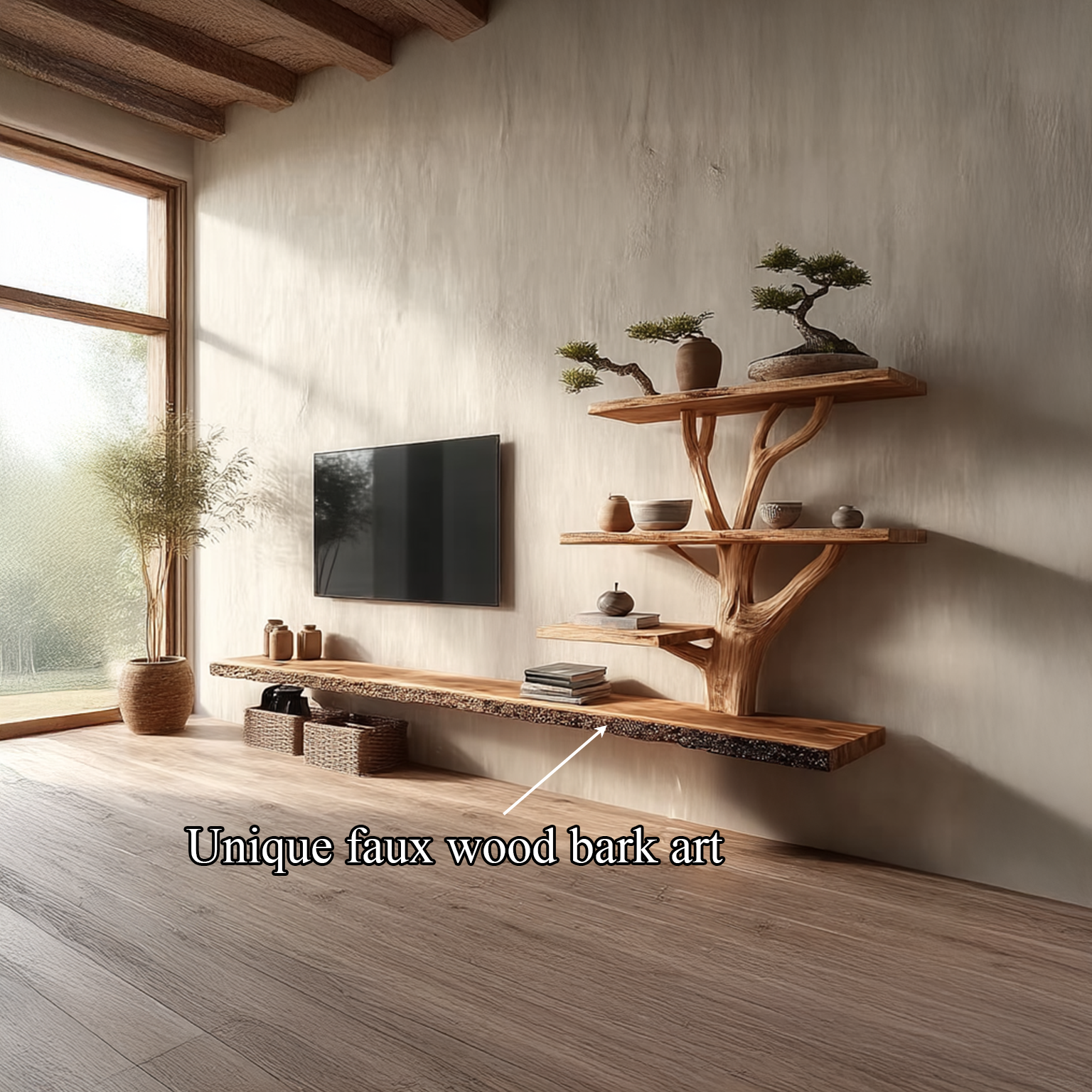 Custom Shelf TV Solid Wood Tree Wall Art Decor Home Gift SINLSATB236