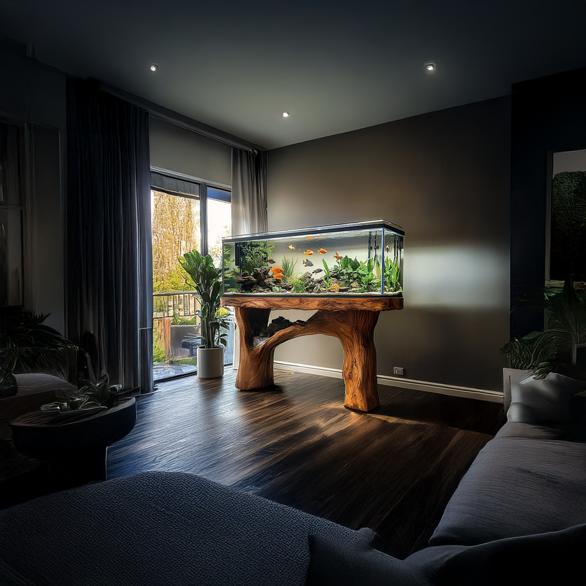 Rustic Organic Luxury Aquarium Stand Entryway Or Living Room SINLSAWT010