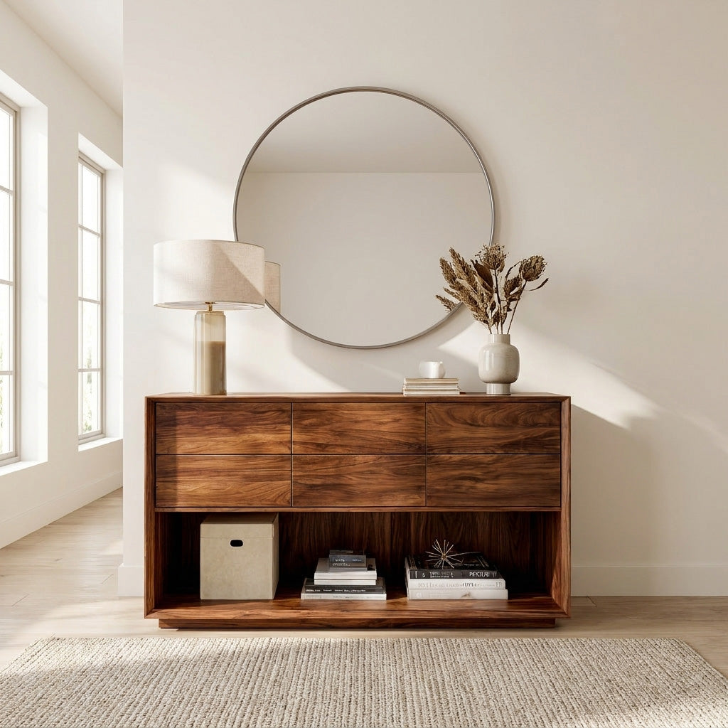 Minimal Wood Console Table With Multi Drawer For Entry Space RTTHHNCS029