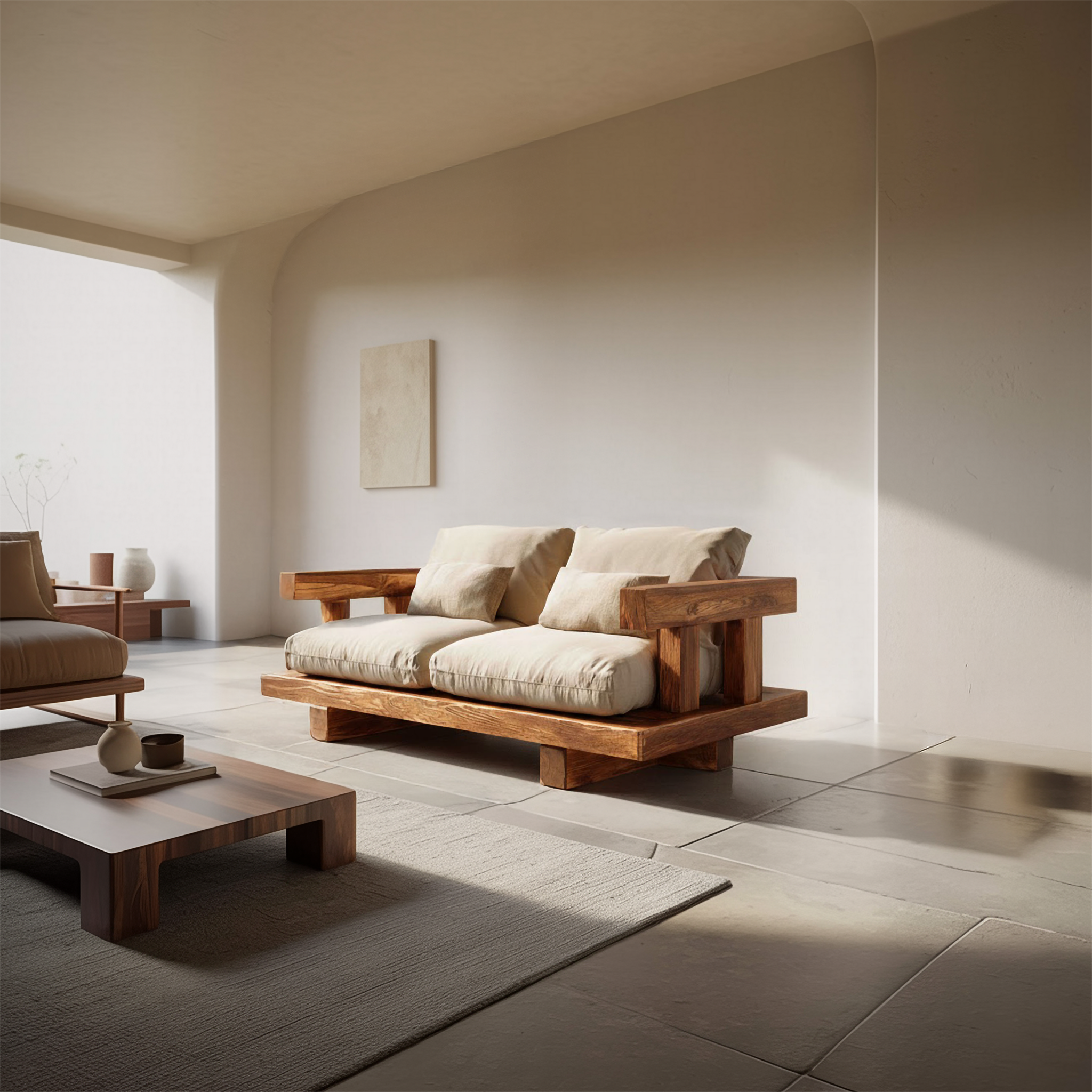 Modern Solid Wood Platform Sofa Living Room Minimalist Lounge Couch SINLSASF002