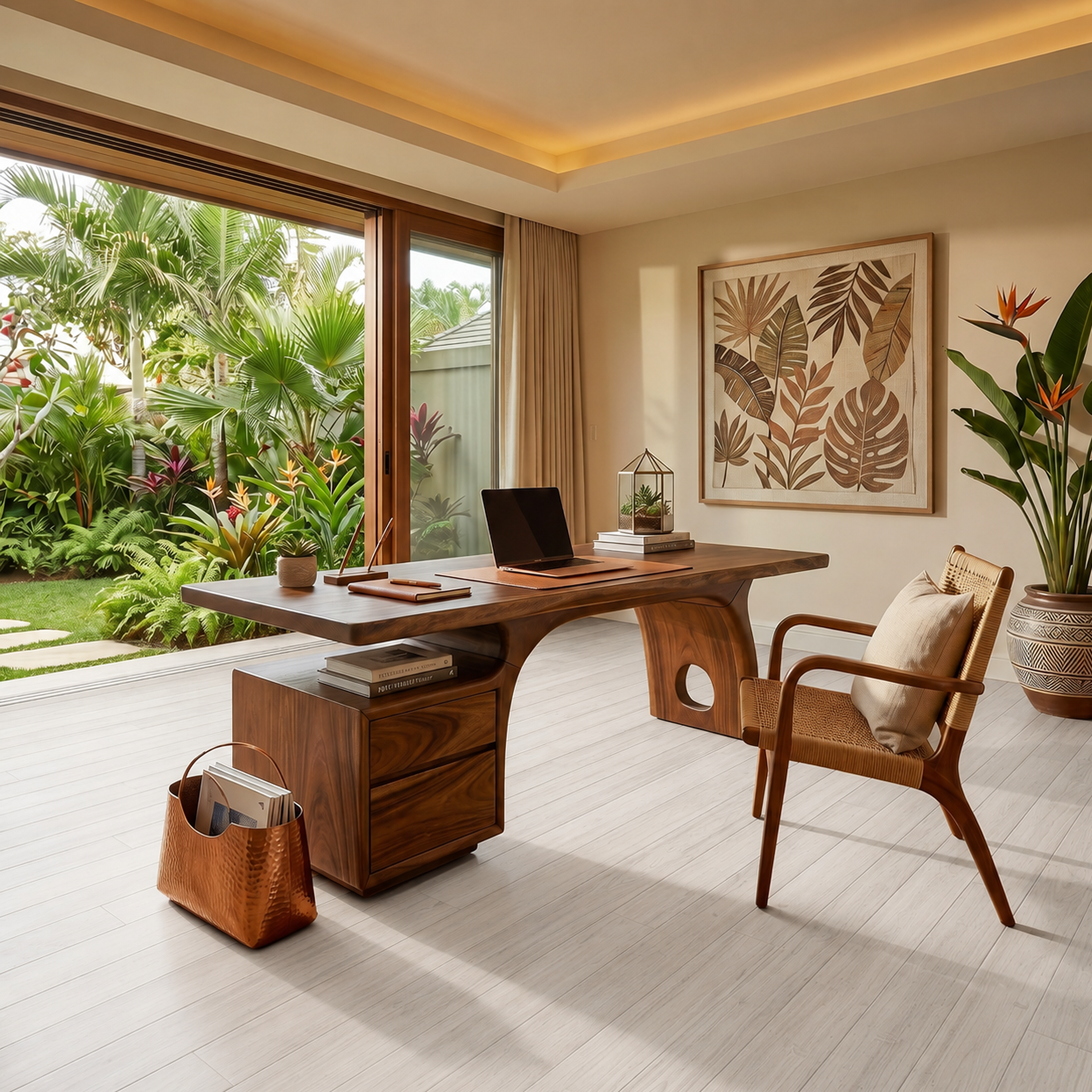 Tropical Work Desk With Storage Drawers For Home Office SILDTTRDE003