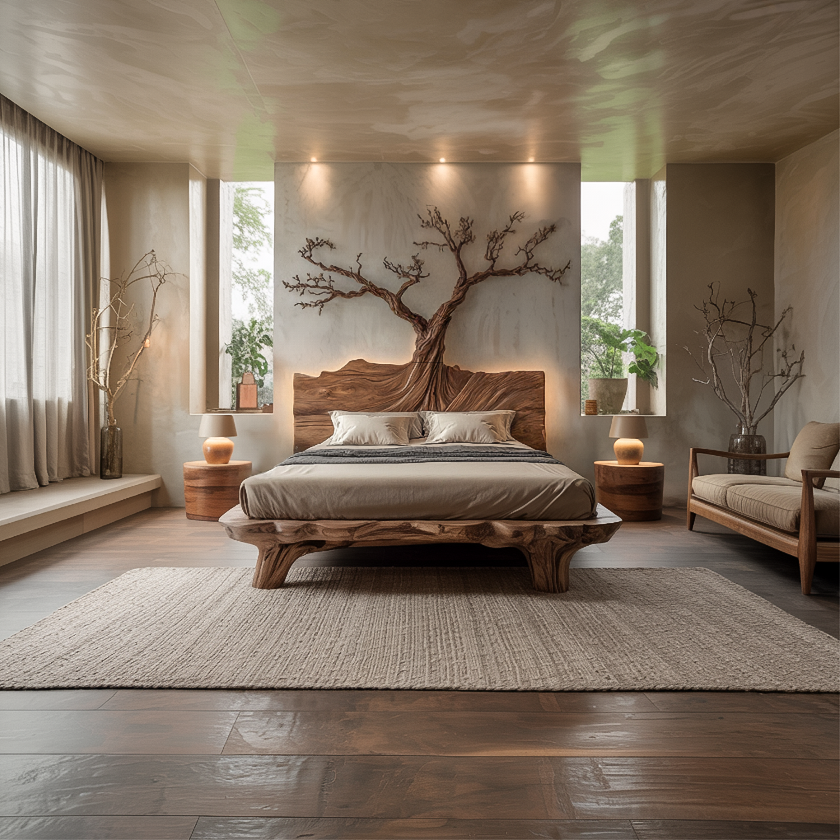 Rustic Sculptural Tree Inspired Wall Art For Bedroom And Interior Space SINLSADH016