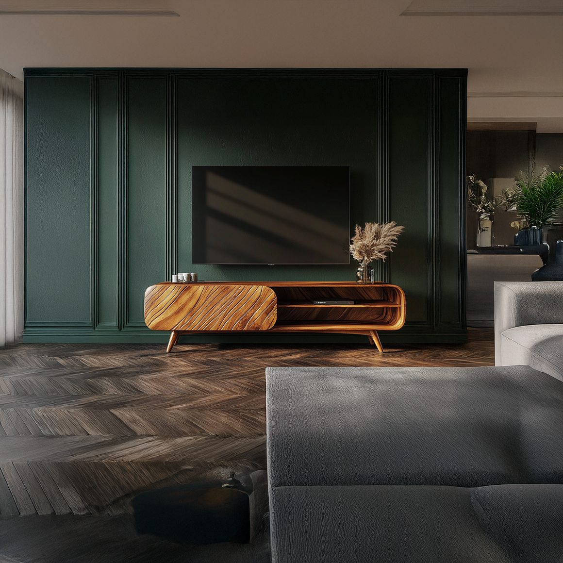 Organic Modern Wooden TV Stand Living Room Interior Decorative Storage SINLSASC242