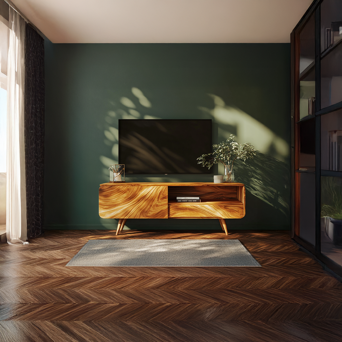 Organic Modern Sculpted Wooden TV Cabinet Living Room Interior Display SINLSASC243