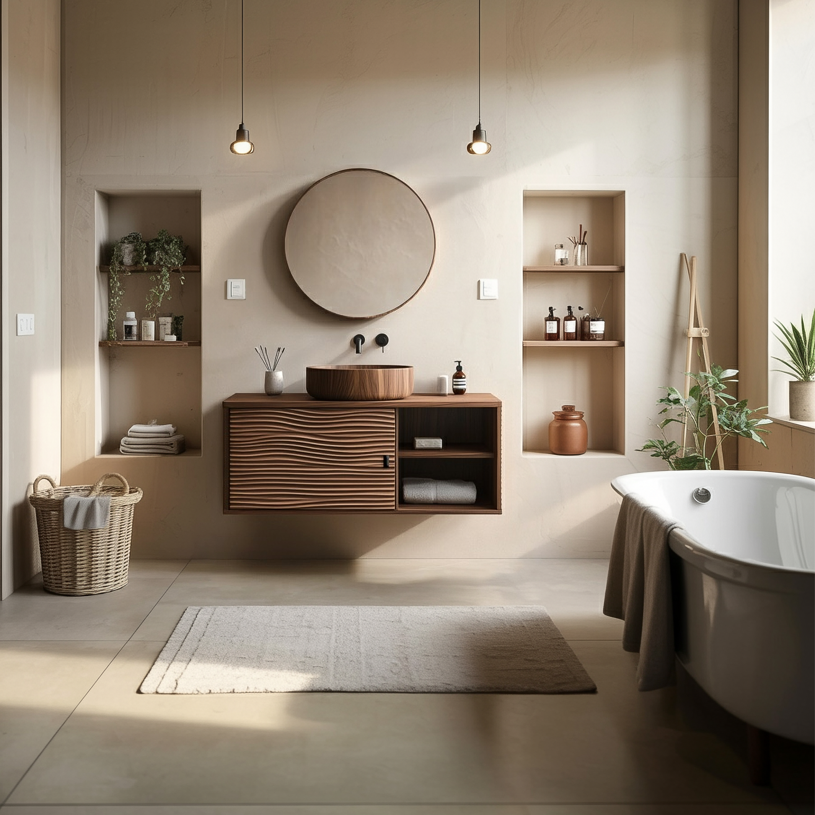 Mid Century Cabinet Bathroom Vanity Floating Wood Bathroom SINLSABRV237