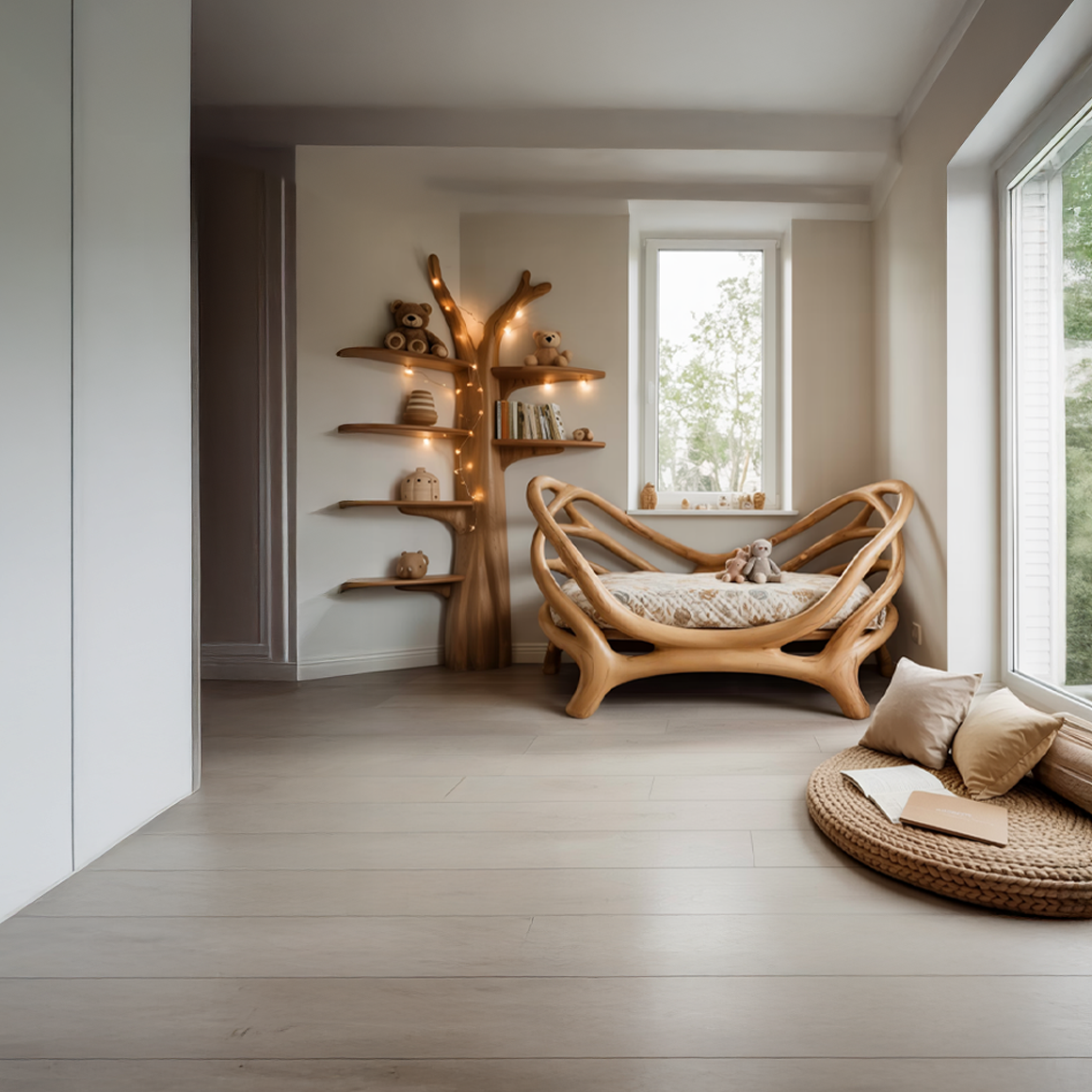 Rustic Organic Round Bed Artistic Bedroom SINLSAWB067