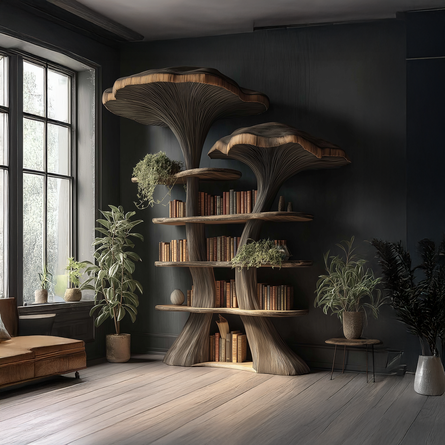Mushroom Tree Bookshelf Wooden Nature Inspired Fantasy Gift SINLSATB184