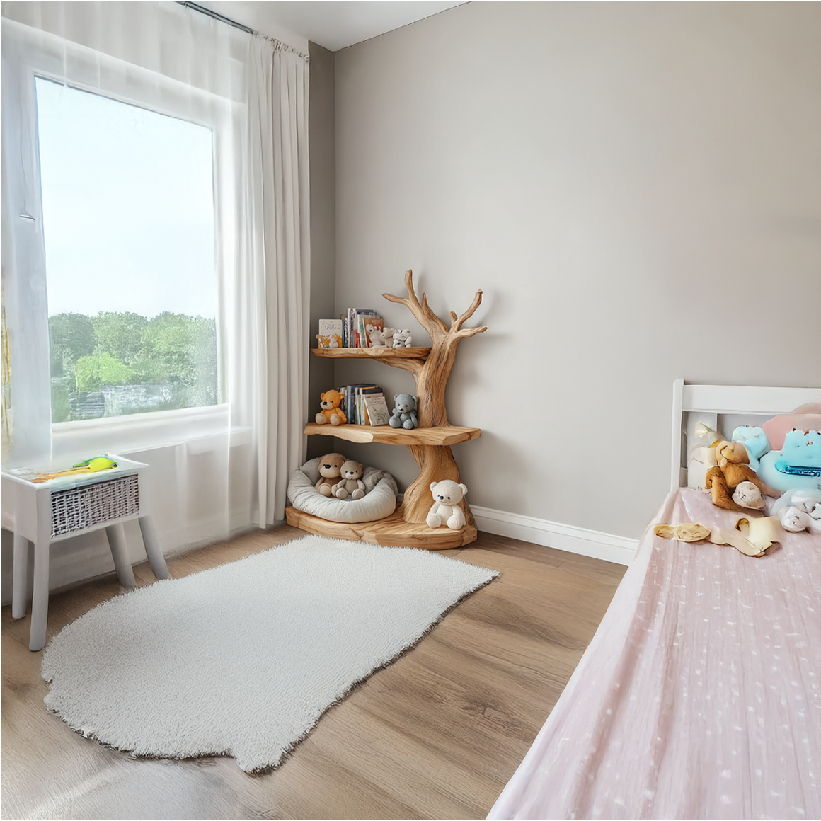 Rustic Corner Tree Bookshelf Children Bedroom SINLSATB320