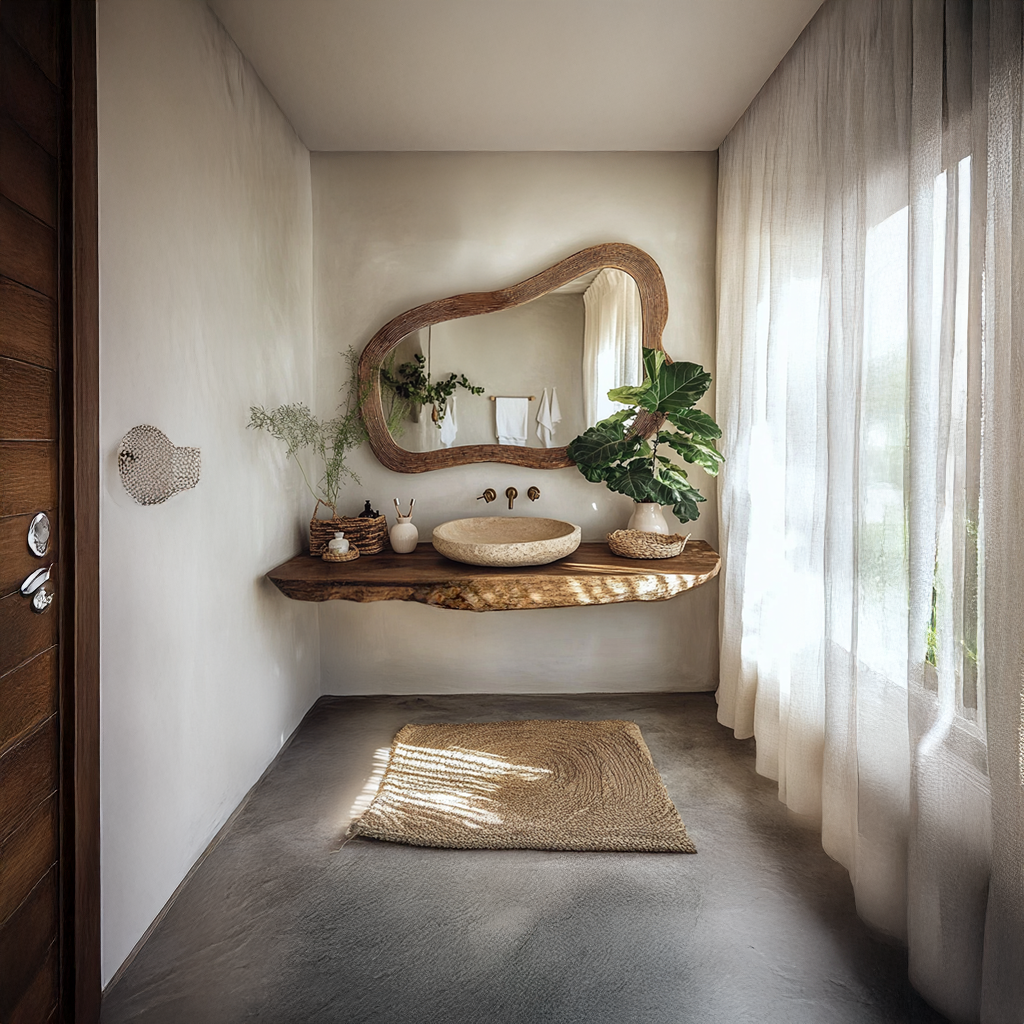 Rustic Natural Wood Vanity Bathroom SINLSABRV070