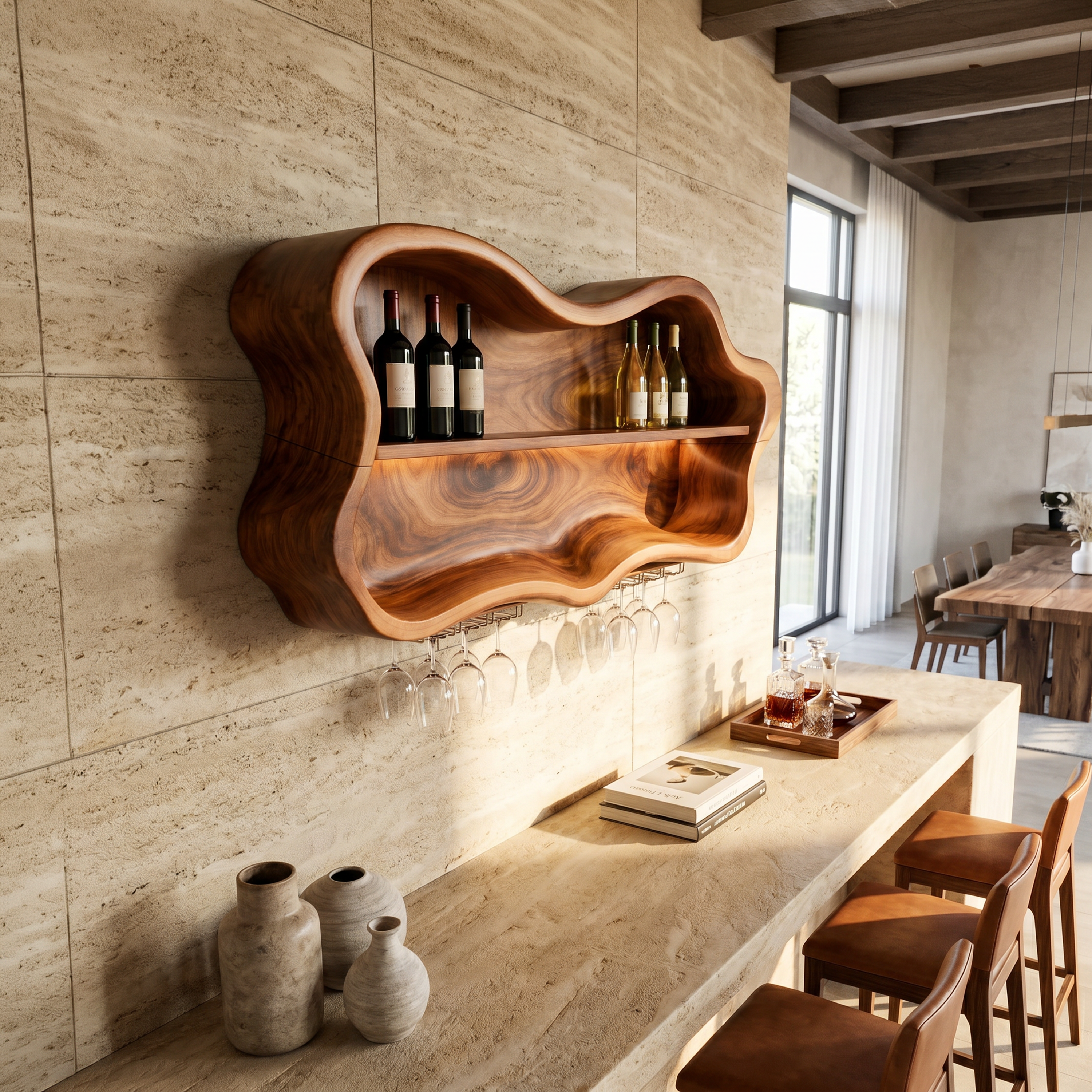 Modern Glass Holder Wine Holder For Open Dining Area SILDTTNWH027