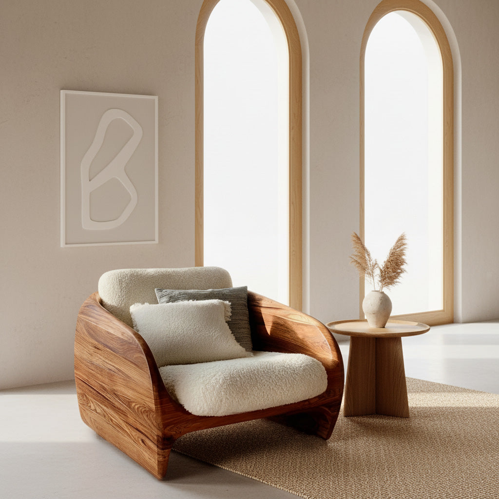 Modern Organic Natural Wood Chair For Cozy Living Room RTTHHNCHR149