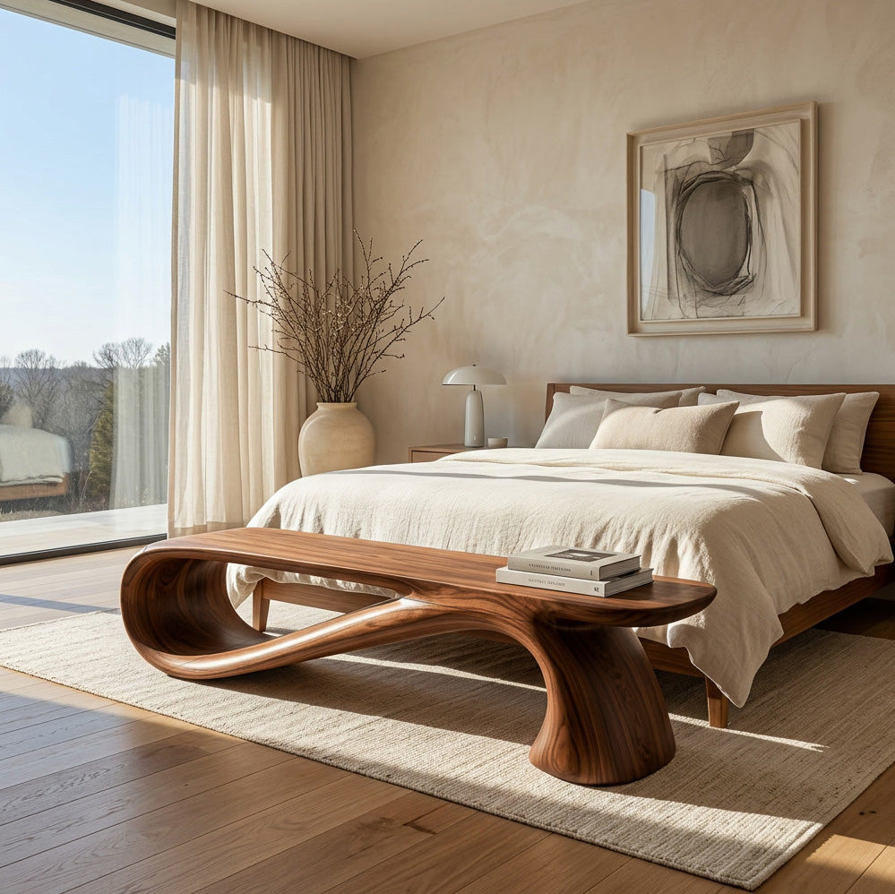 Minimalist Wooden Bench For Living Room Accent Decor RTTHHNCHR134