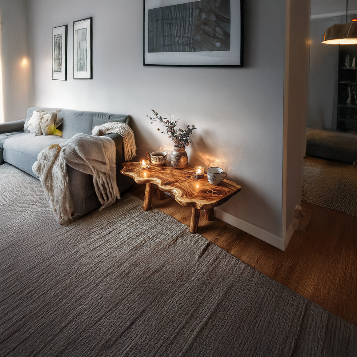 Rustic Natural Shape Coffee Table Living Room Cabin Room SINLSACF219