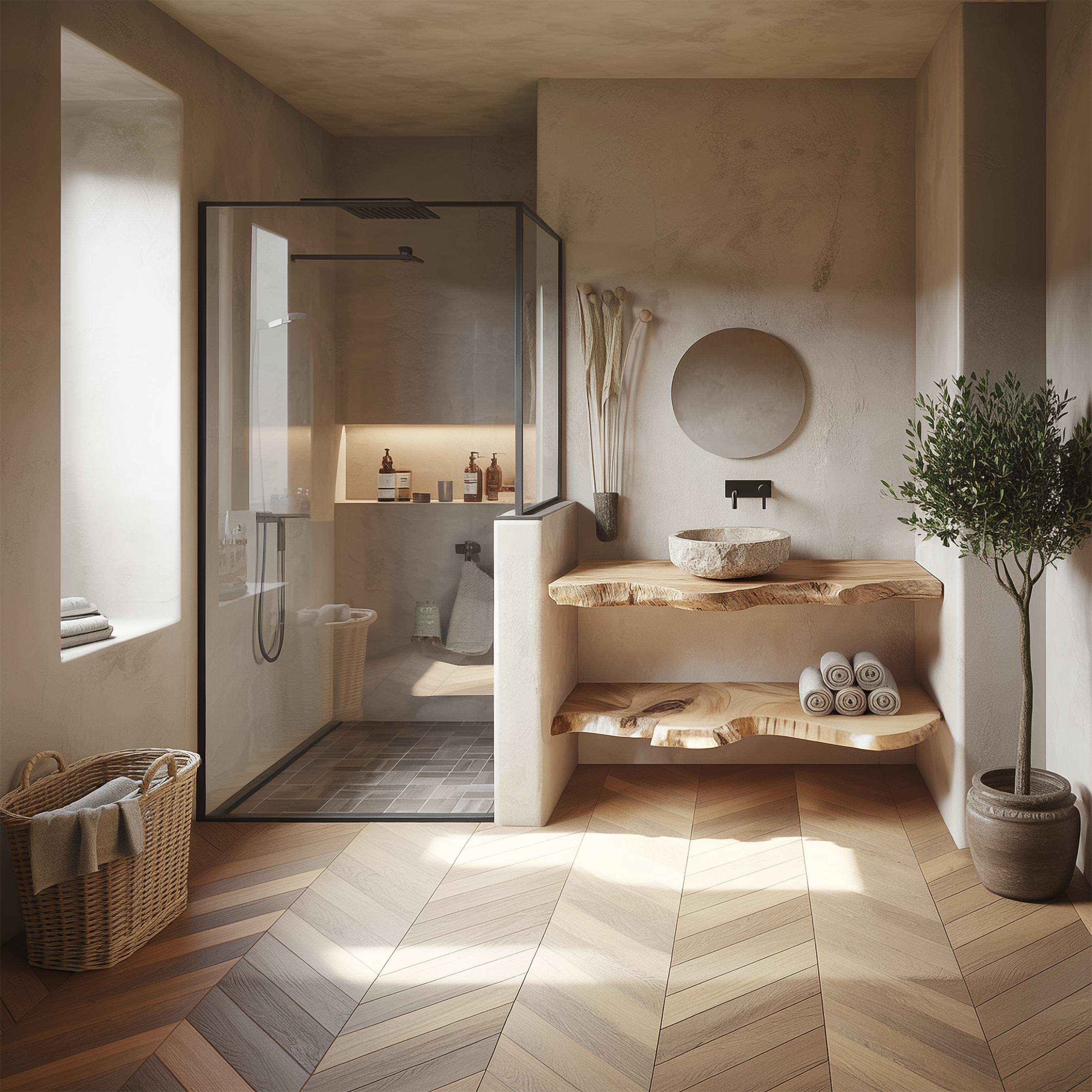 Rustic Bathroom Vanity Shelf Thick Slab Wood Bathroom Style SINLSABRV241