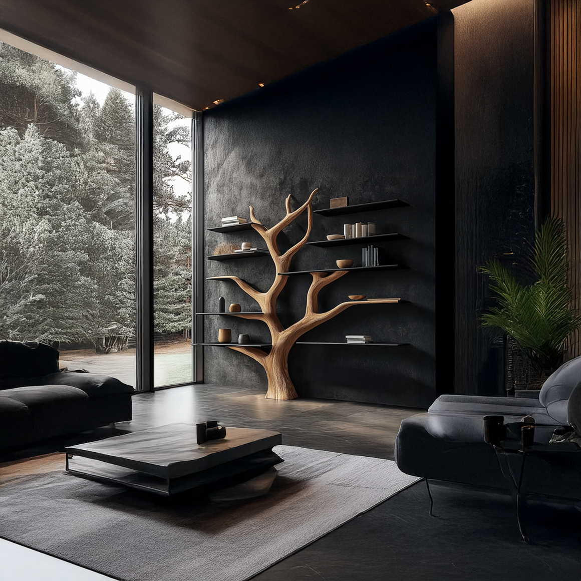 Rustic Tree Bookshelf Bedroom Or Living Room Cozy Wall Storage SINLSATB348