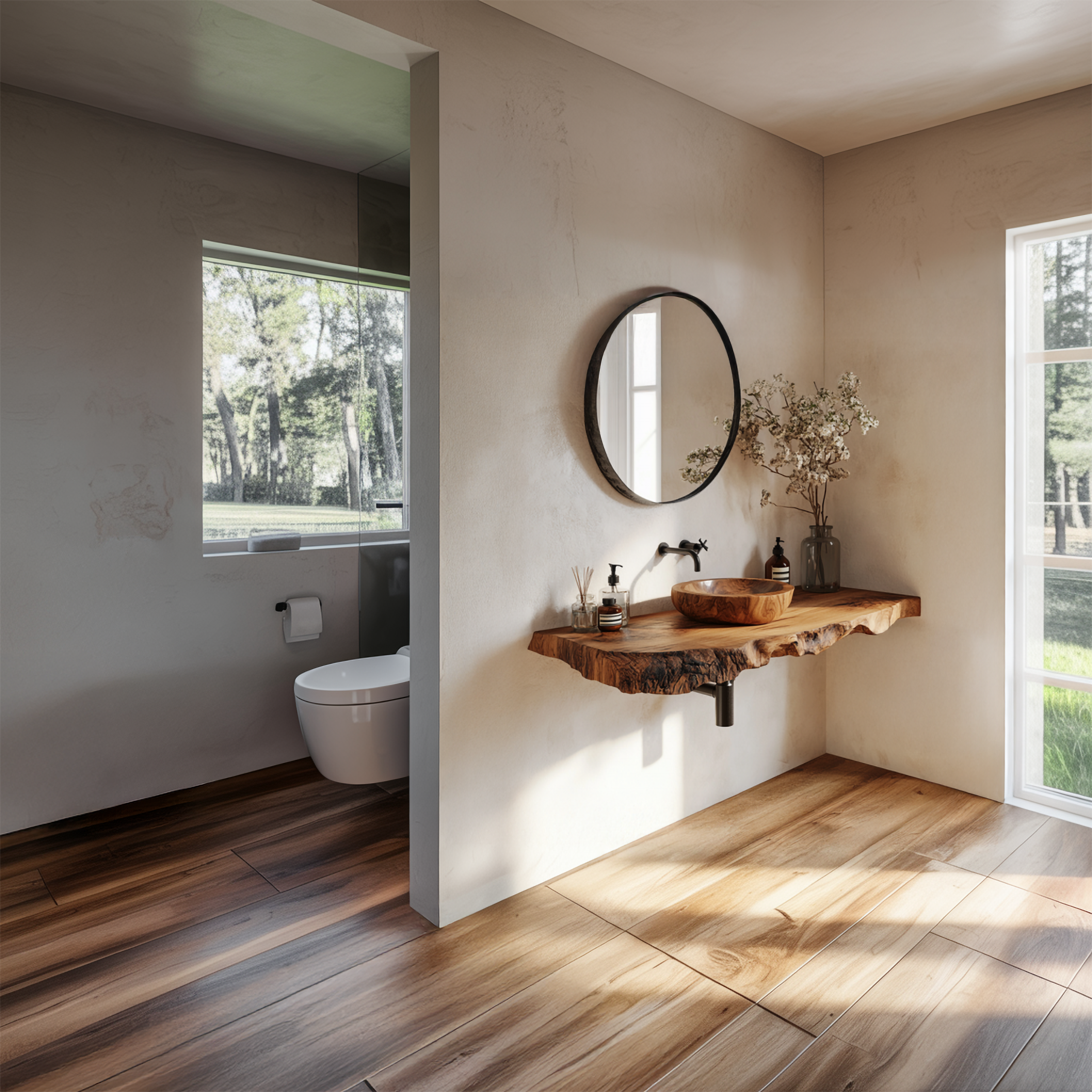 Organic Modern Live Edge Bathroom Vanity Floating Shelf Wall Console SINLSABRV260