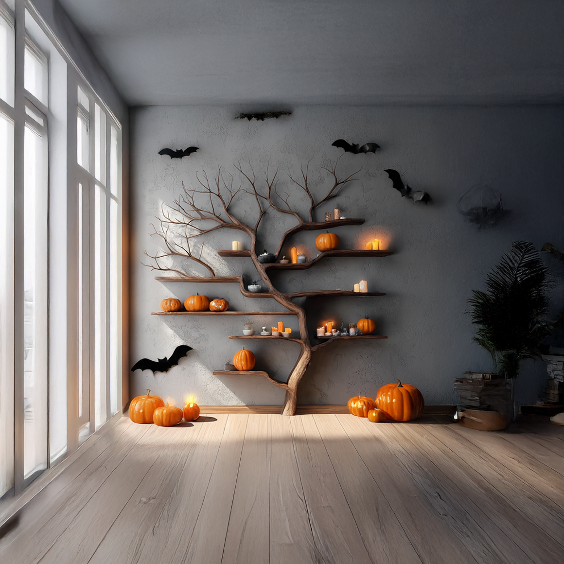 Rustic Tree Branch Bookshelf Living Wall SINLSAHW001