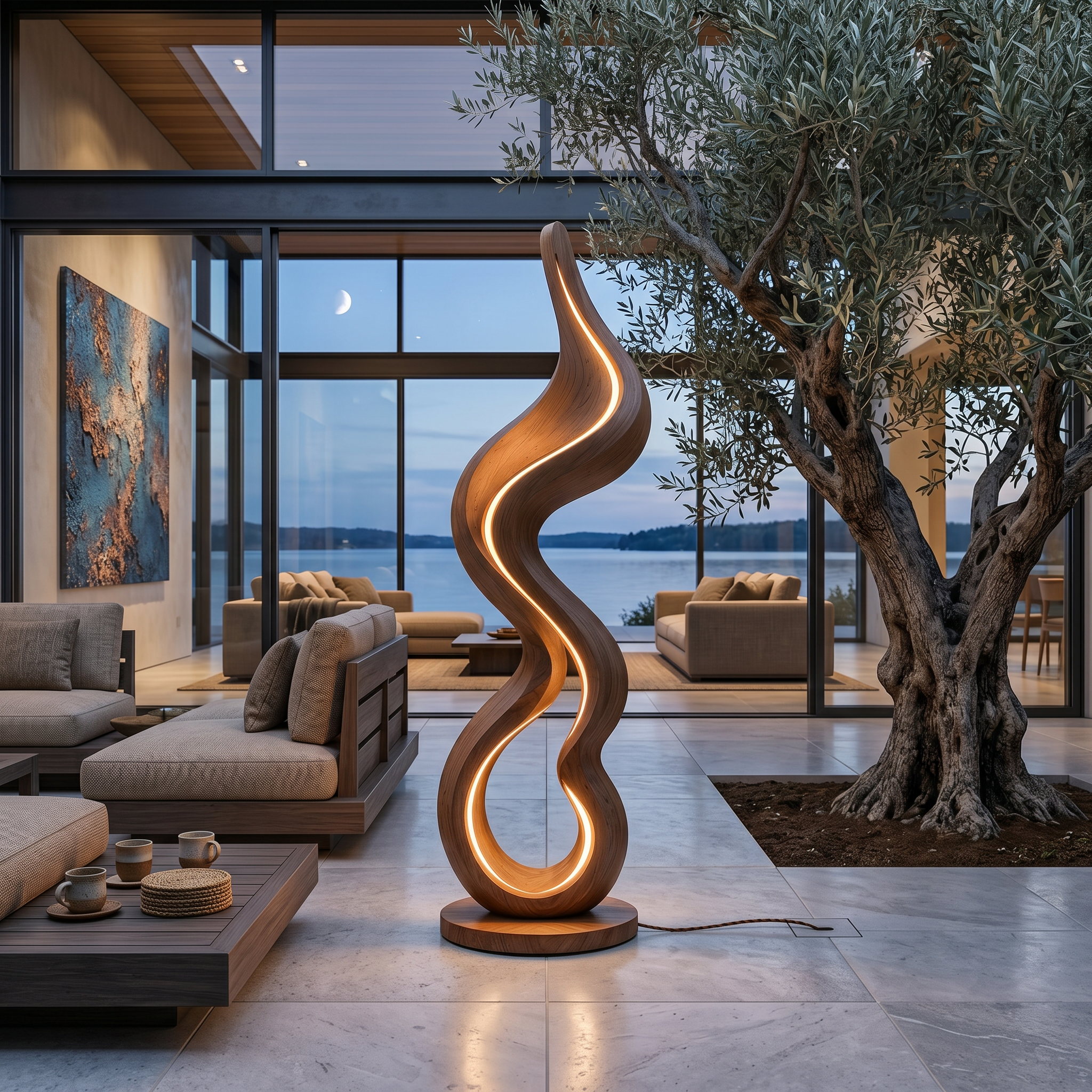 Modern Ribbon Lamp With Shelf For Living Room SILDTTNLAM027